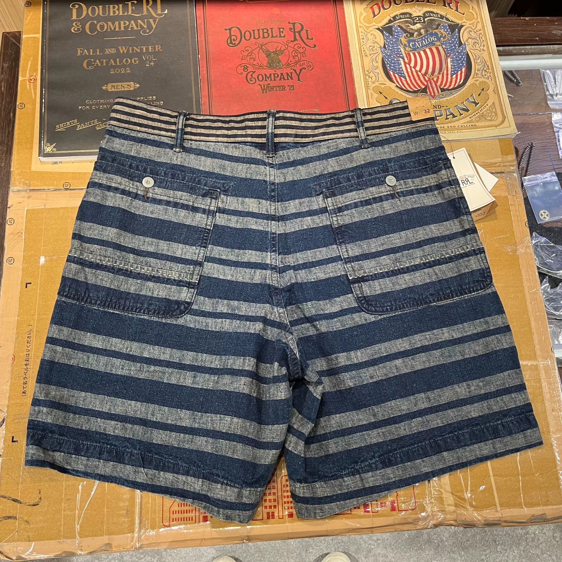 RRL Ralph Lauren RRL Indigo Striped Shorts for Summer Size US 32 / EU 48 - 2 Thumbnail