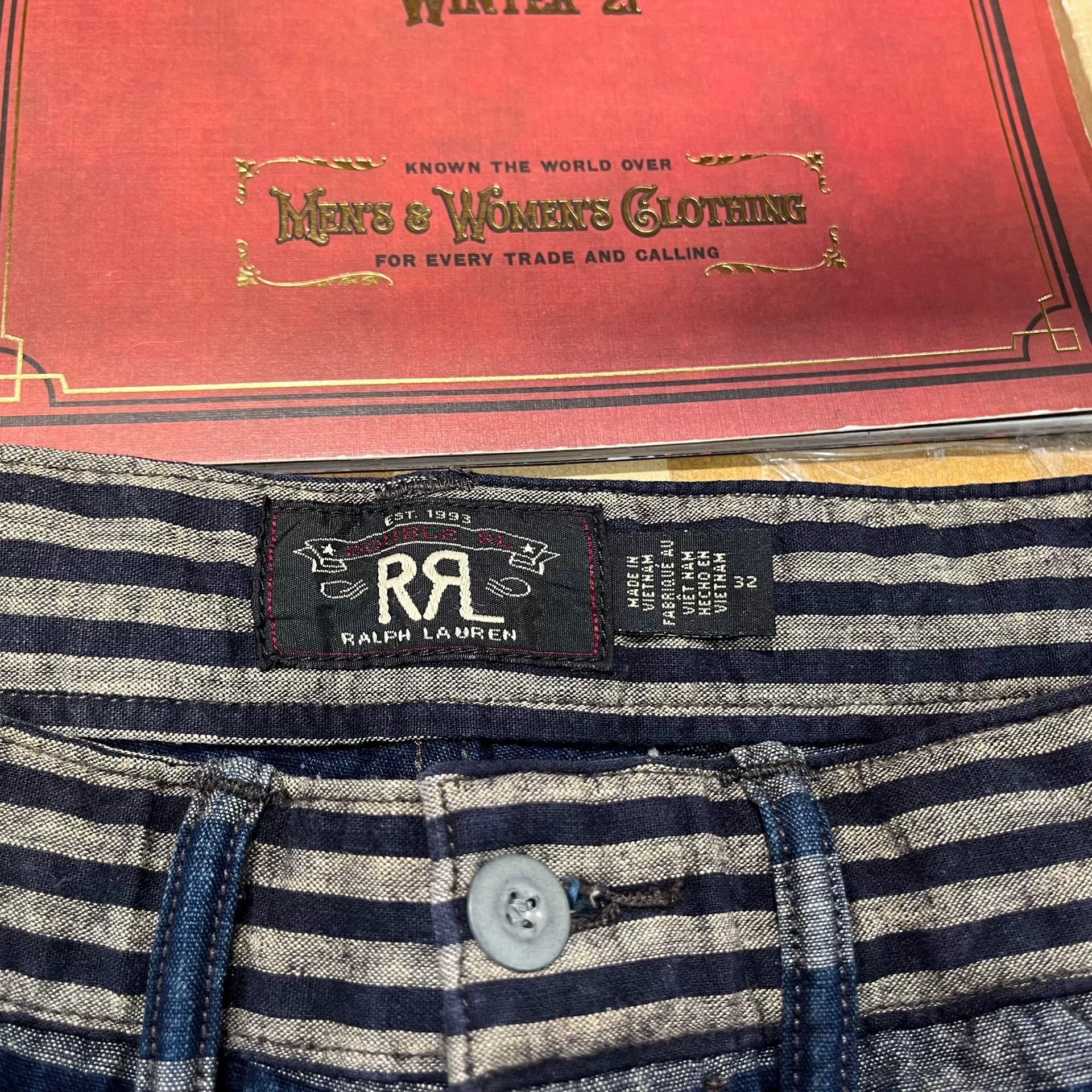 RRL Ralph Lauren RRL Indigo Striped Shorts for Summer Size US 32 / EU 48 - 3 Thumbnail