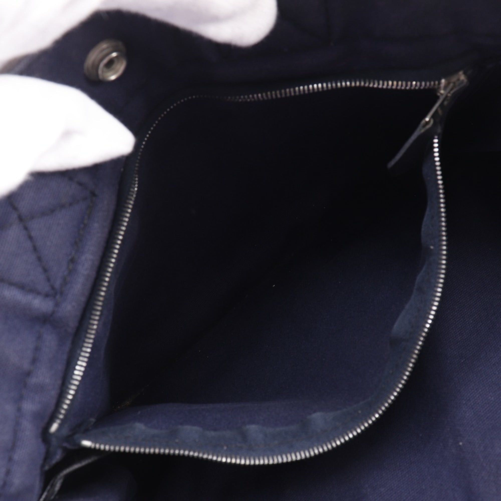 Hermes Hermes SackFourre Tout PM Handbag Cotton Canvas Black/Navy A5 Snap Button Unisex Size ONE SIZE - 7 Thumbnail