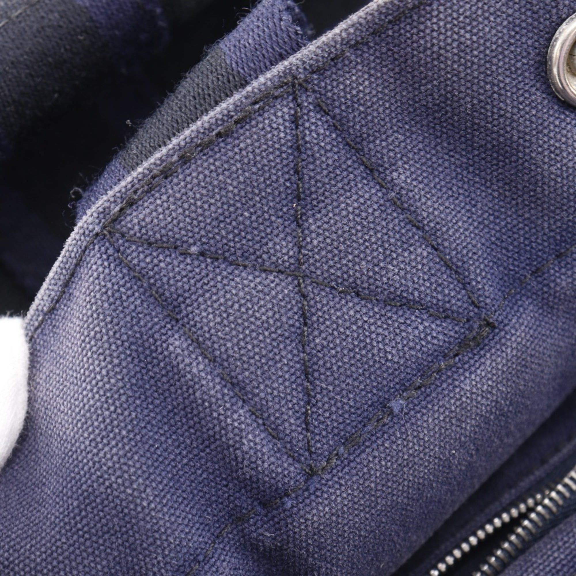 Hermes Hermes SackFourre Tout PM Handbag Cotton Canvas Black/Navy A5 Snap Button Unisex Size ONE SIZE - 11 Thumbnail