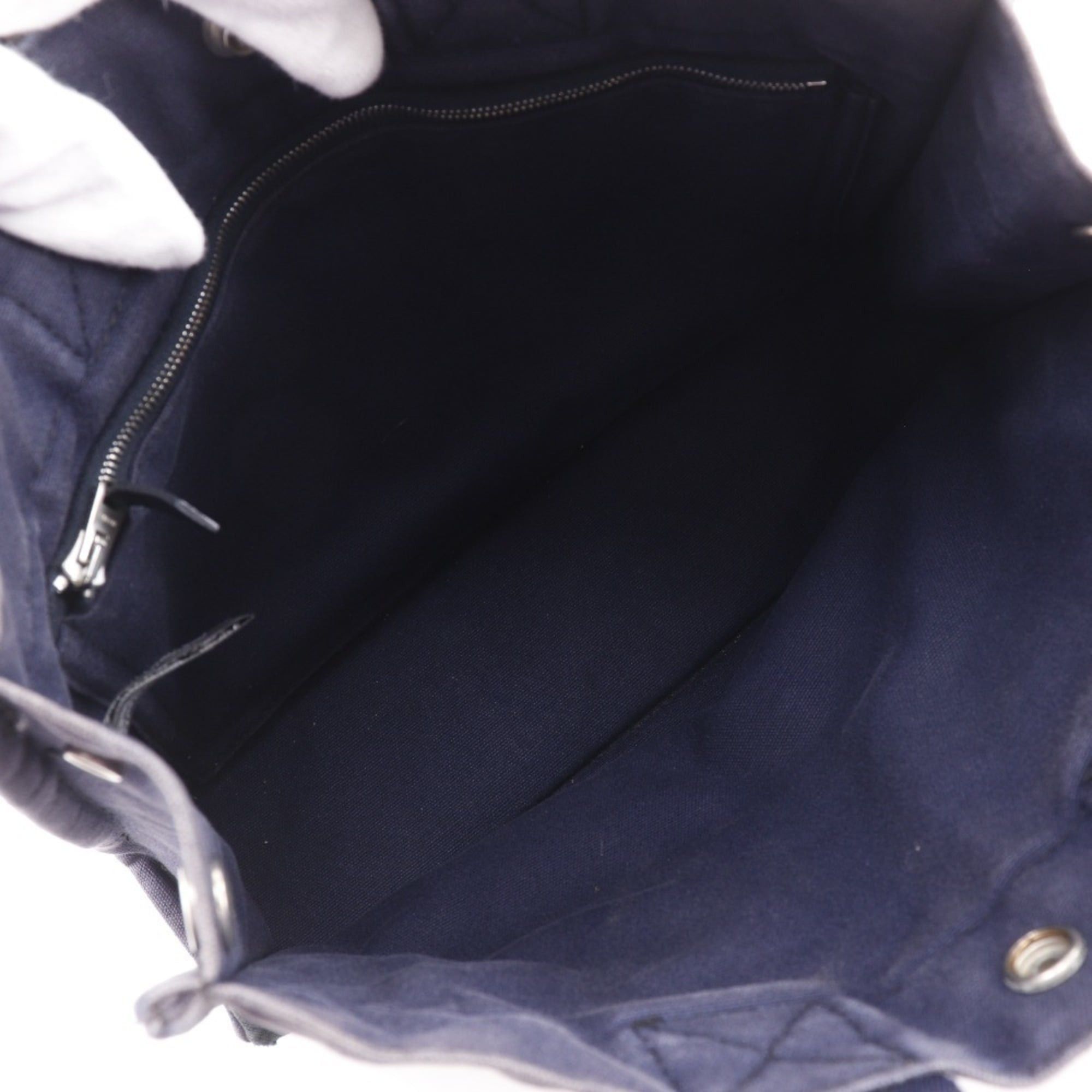 Hermes Hermes SackFourre Tout PM Handbag Cotton Canvas Black/Navy A5 Snap Button Unisex Size ONE SIZE - 6 Thumbnail