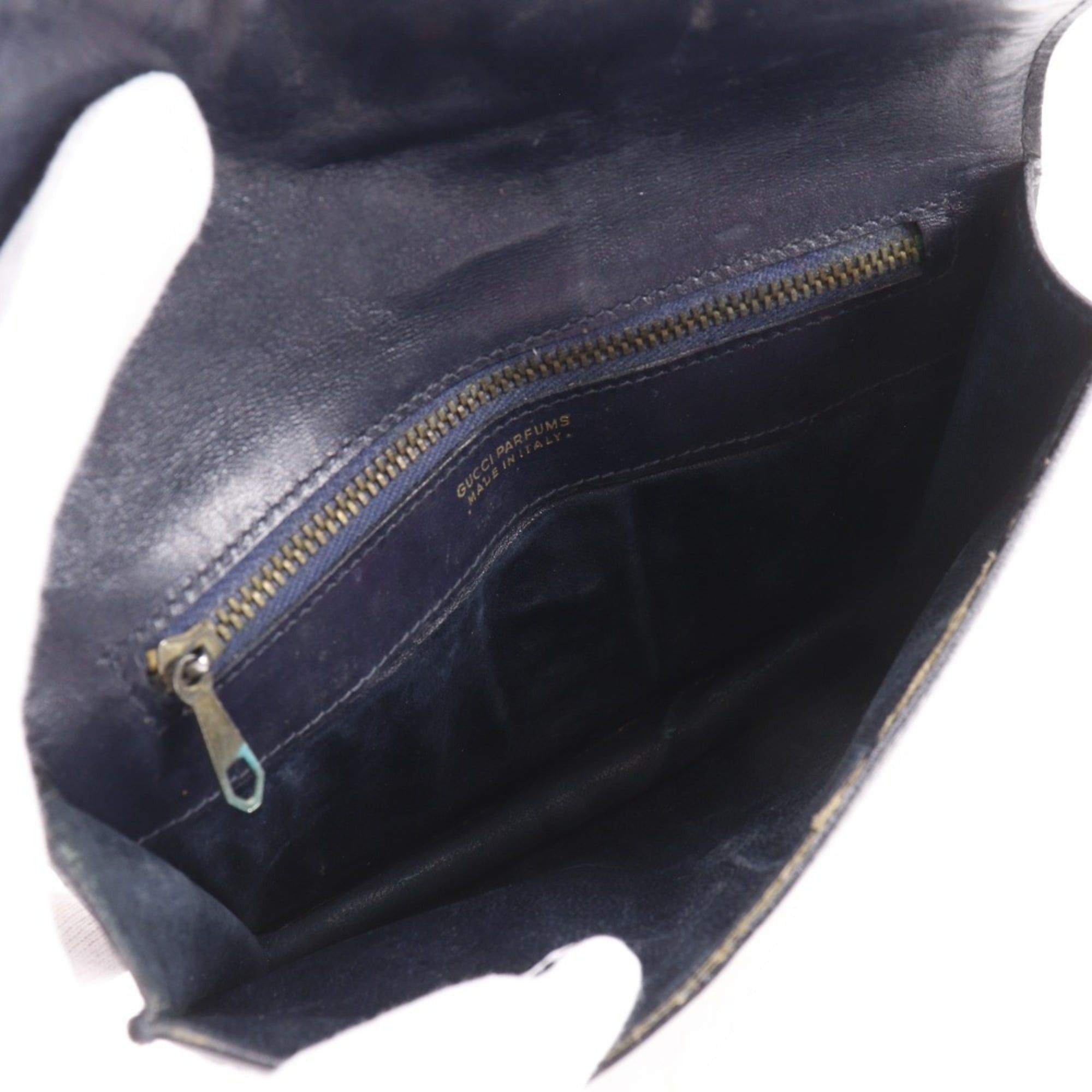 Gucci Gucci Old Pouch Sherry Line Novelty GG Supreme Canvas Navy Snap Button Unisex Size ONE SIZE - 5 Thumbnail
