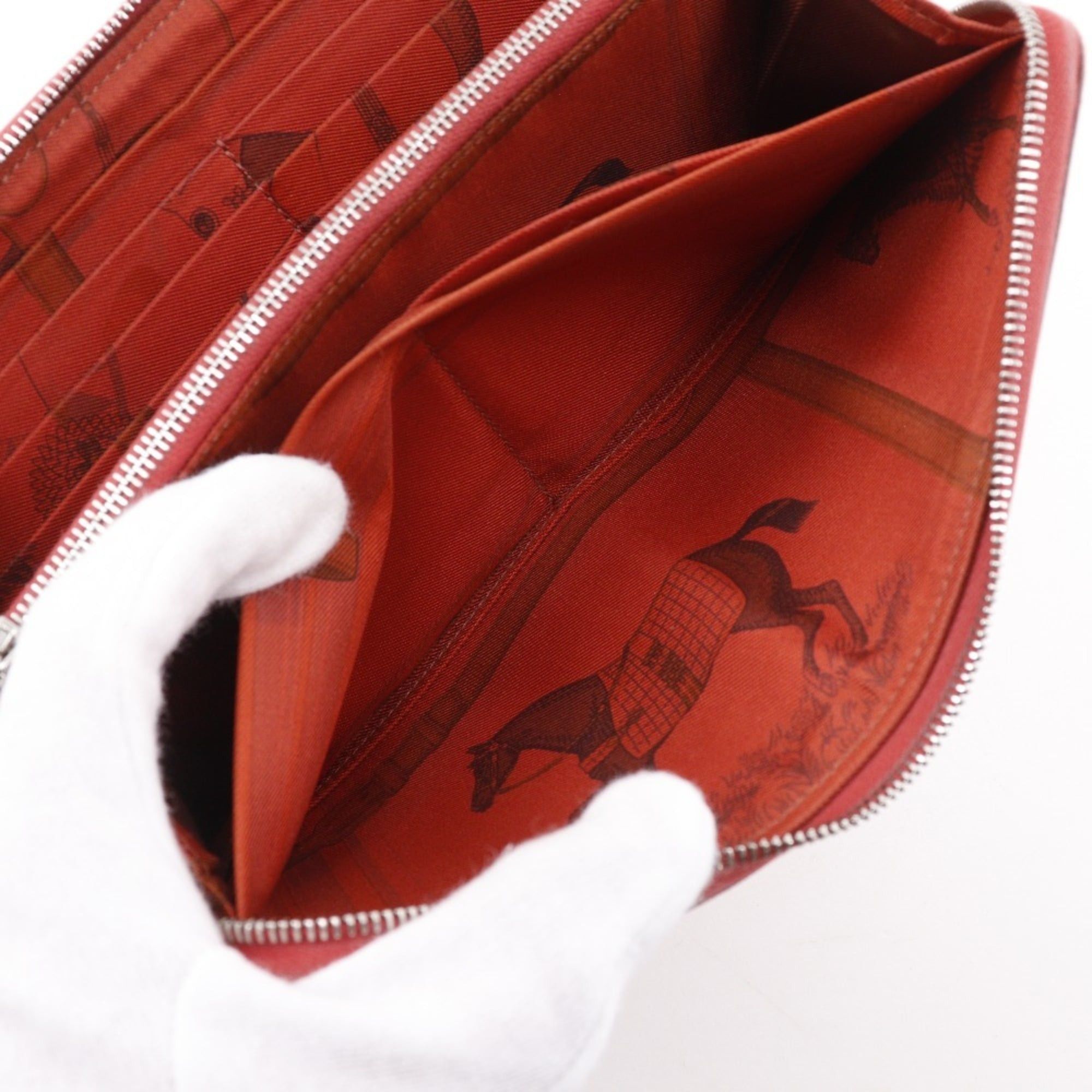 Hermes Hermes Azap Silk in Long Wallet Veau Epsom 2010 Red □N Zipper Women's Size ONE SIZE - 7 Thumbnail
