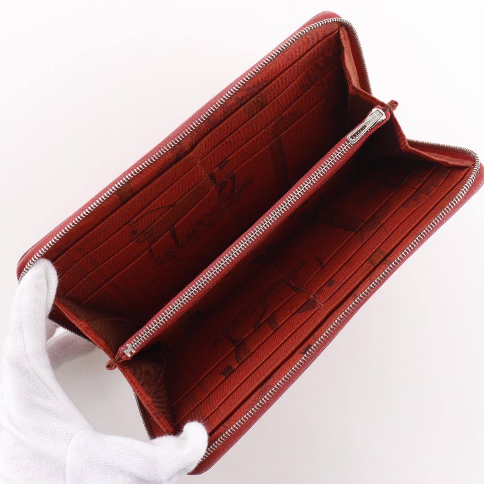 Hermes Hermes Azap Silk in Long Wallet Veau Epsom 2010 Red □N Zipper Women's Size ONE SIZE - 5 Thumbnail