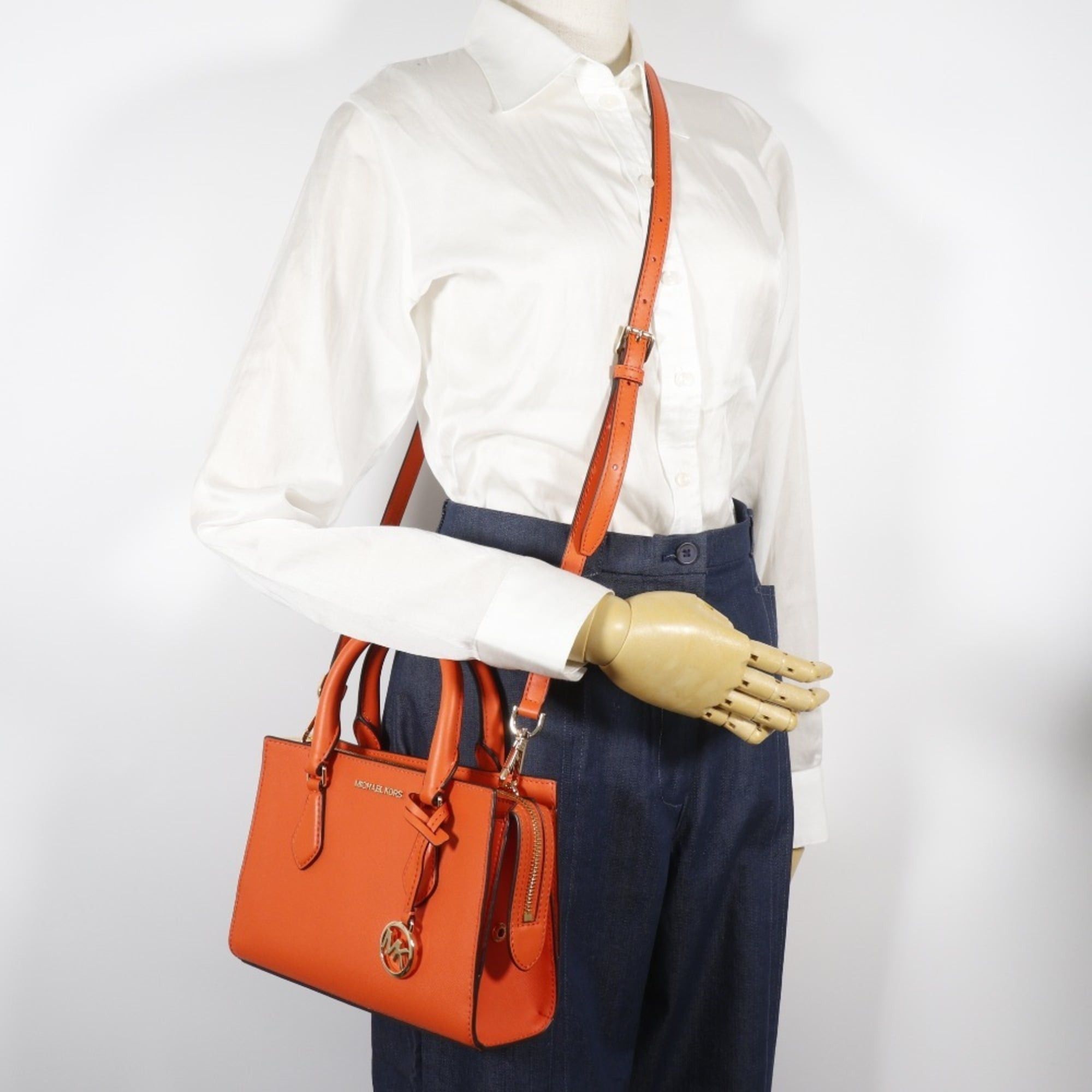 Michael Kors Michael Kors SHEILA Handbag, 2-Way Shoulder Bag, 35S3G6HS5L, Calfskin, Orange, Zipper, SHEILA, Women's Size ONE SIZE - 11 Thumbnail