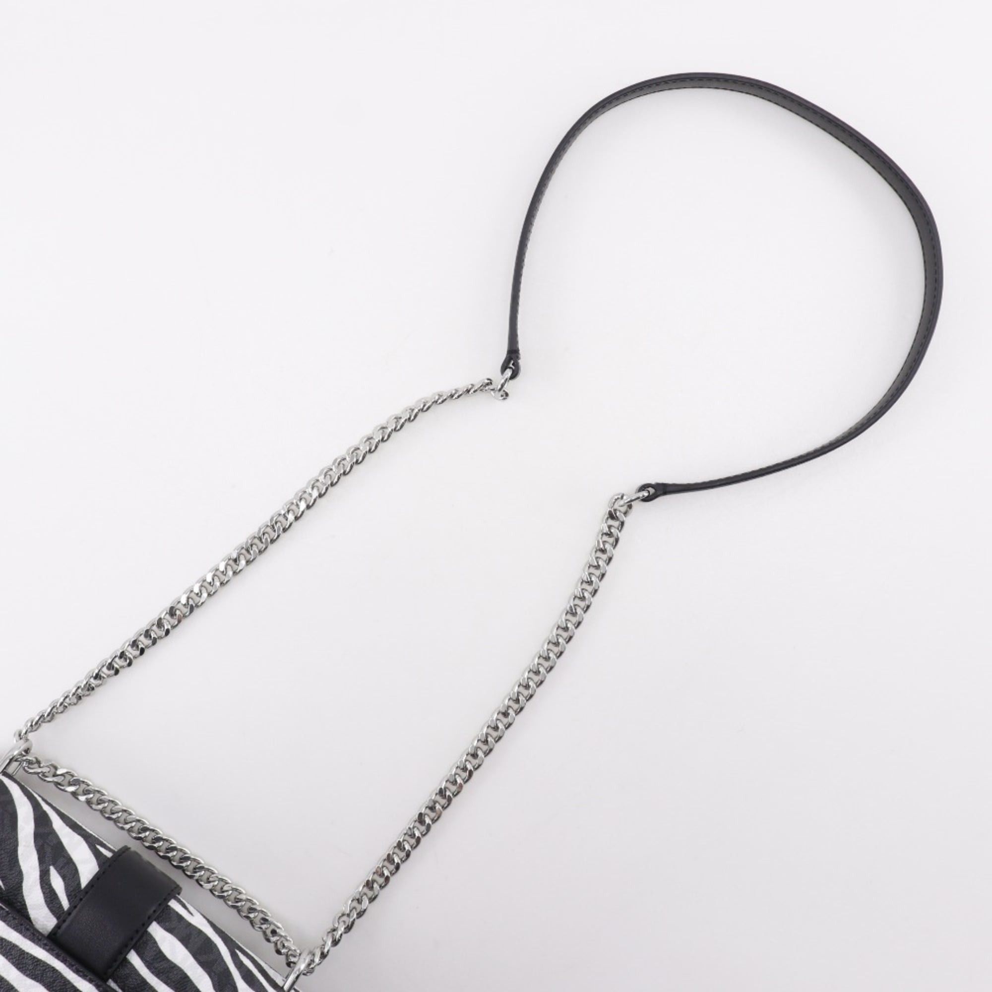 Michael Kors Michael Kors Greenwich Shoulder Bag, Chain Animal Print Zebra, 35S5SGRC1V, PVC, Black/White, Magnetic closure, Greenwich, Women's Size ONE SIZE - 9 Thumbnail