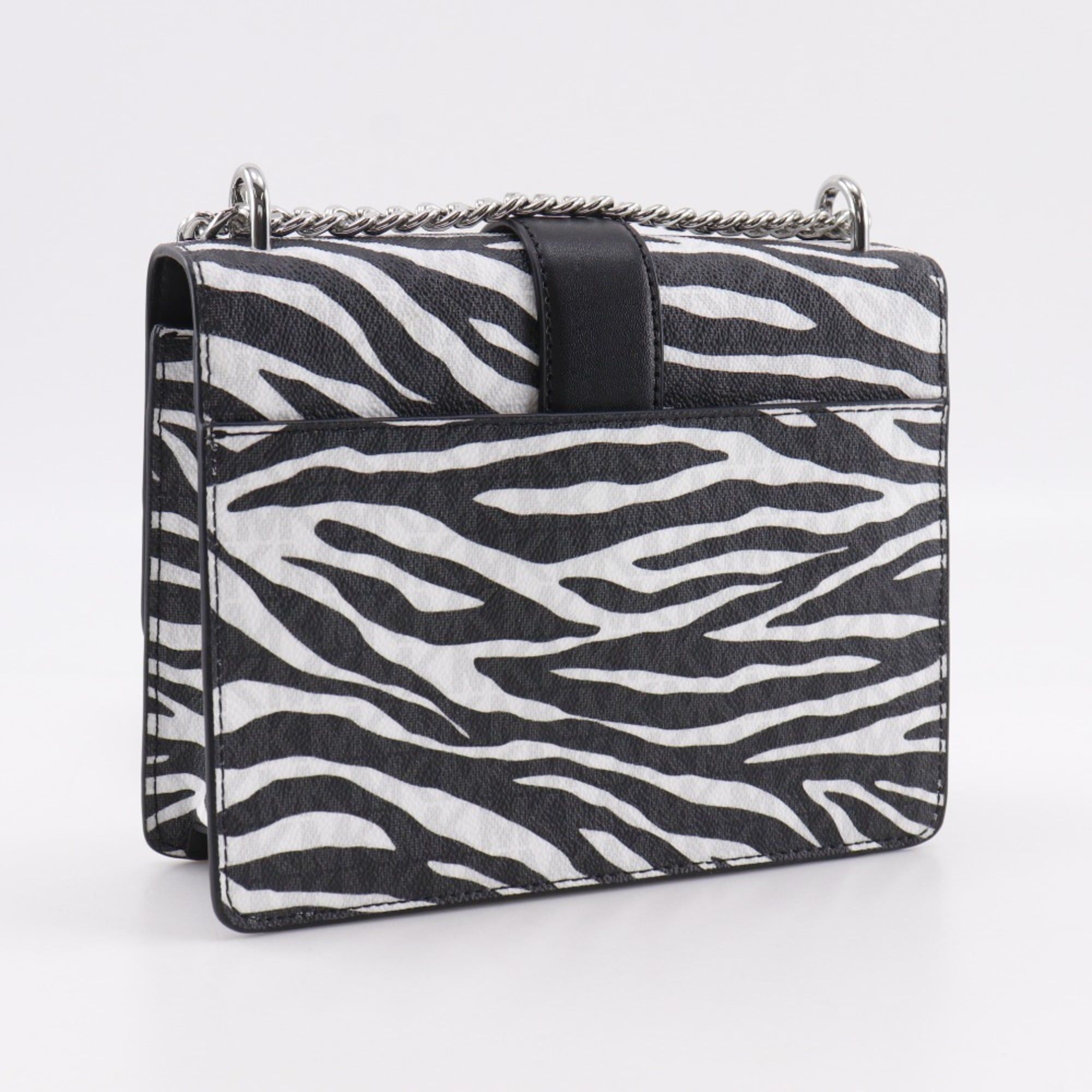Michael Kors Michael Kors Greenwich Shoulder Bag, Chain Animal Print Zebra, 35S5SGRC1V, PVC, Black/White, Magnetic closure, Greenwich, Women's Size ONE SIZE - 3 Thumbnail
