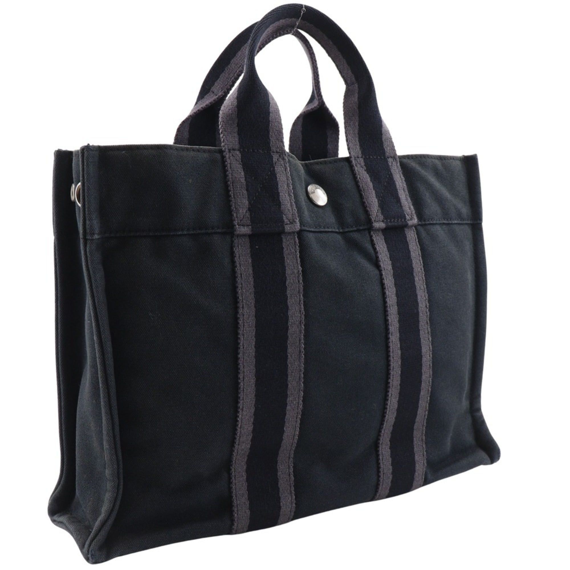 Hermes Hermes SackFourre Tout PM Handbag Cotton Canvas Black A5 Snap Button Unisex Size ONE SIZE - 3 Thumbnail