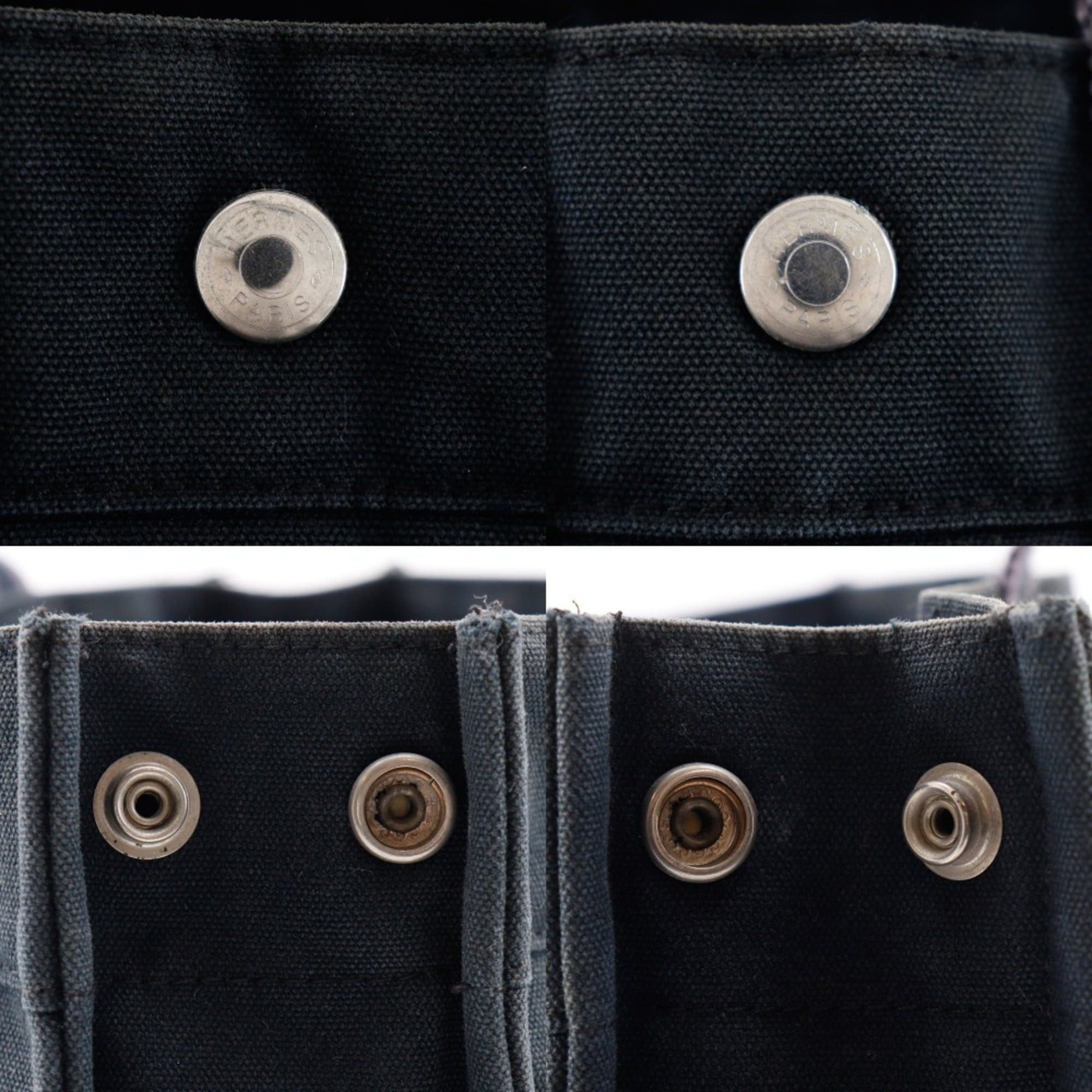 Hermes Hermes SackFourre Tout PM Handbag Cotton Canvas Black A5 Snap Button Unisex Size ONE SIZE - 14 Thumbnail