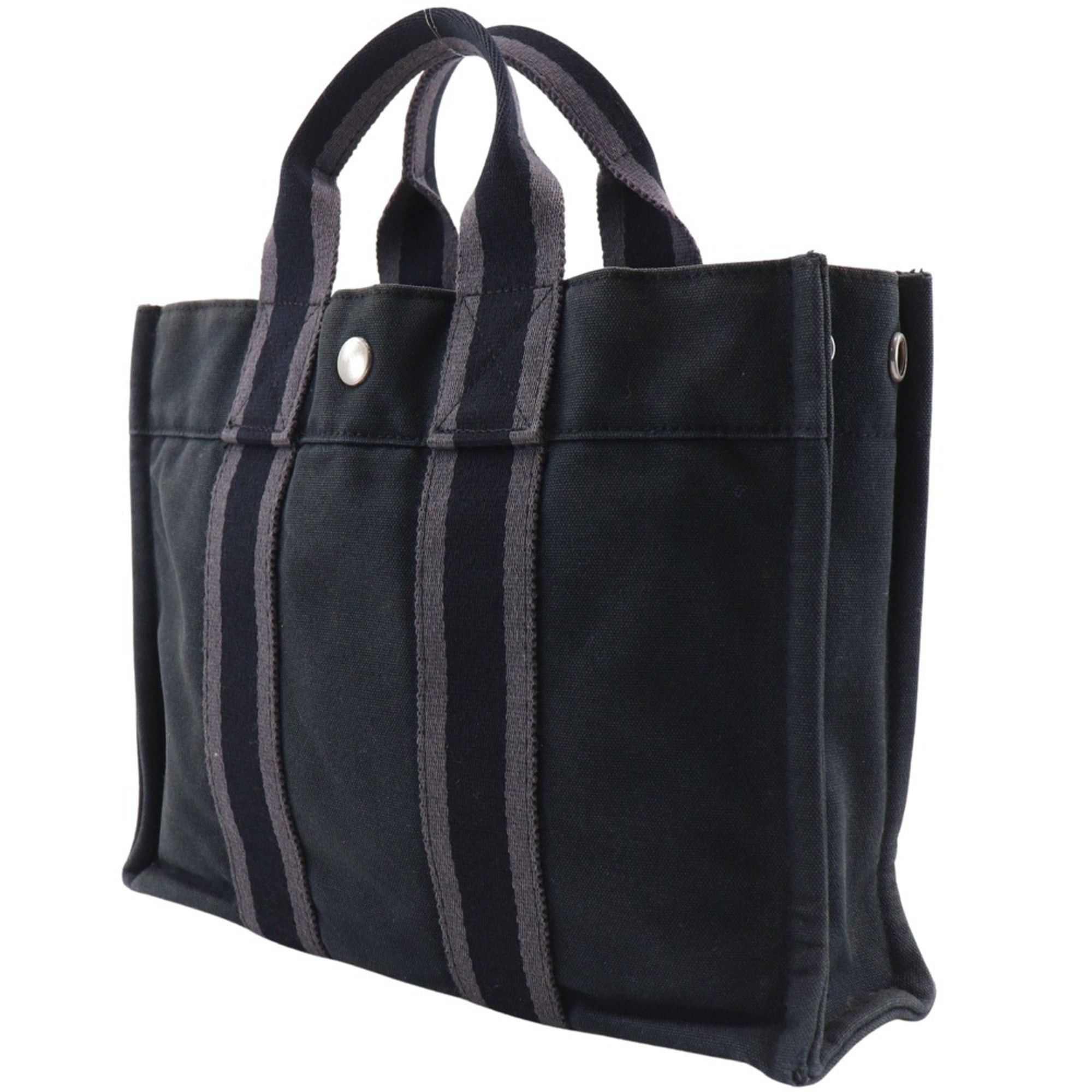 Hermes Hermes SackFourre Tout PM Handbag Cotton Canvas Black A5 Snap Button Unisex Size ONE SIZE - 2 Thumbnail