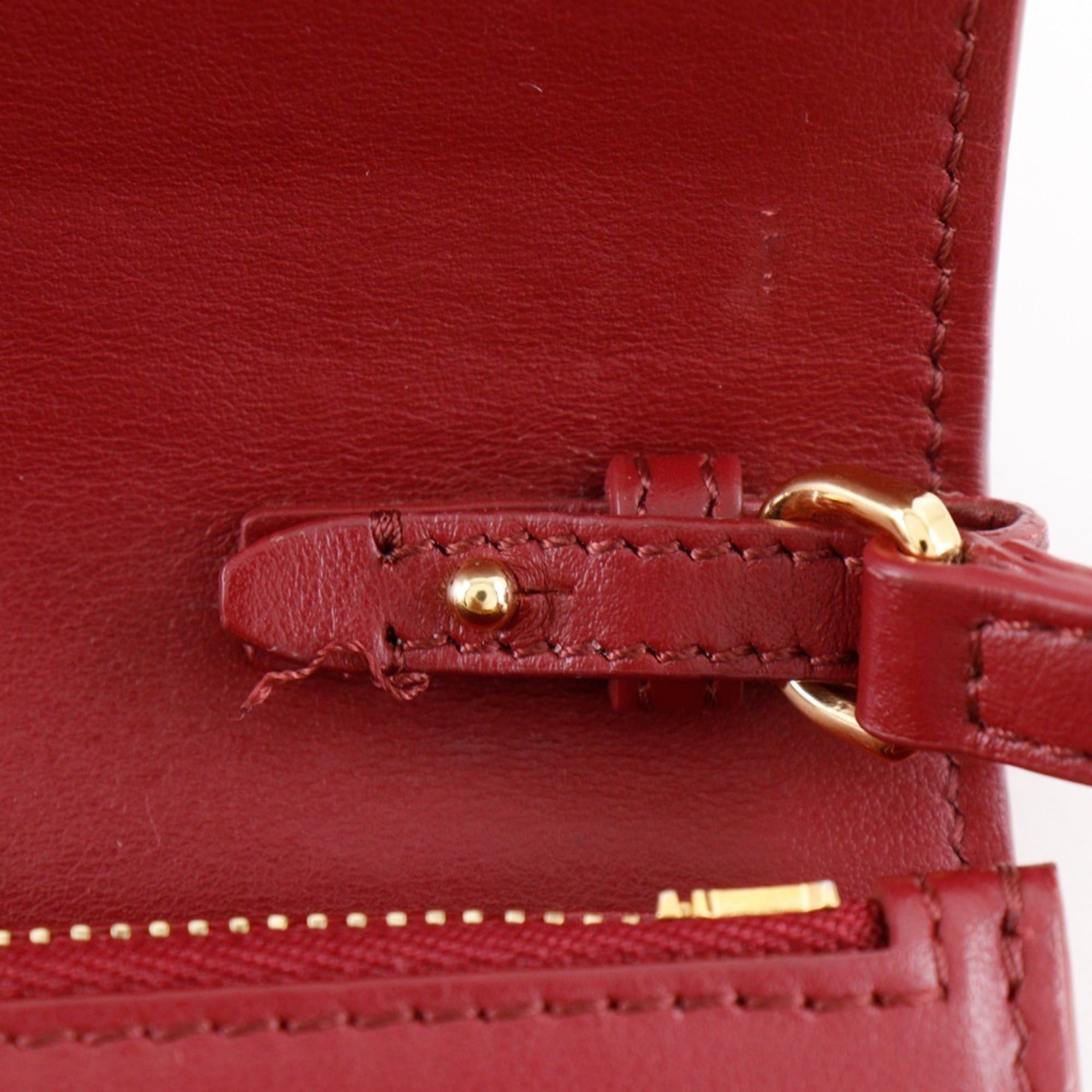 Burberry Shoulder Wallet Bag 2WAY Cowhide Leather Red 2Way Snap Button Women's