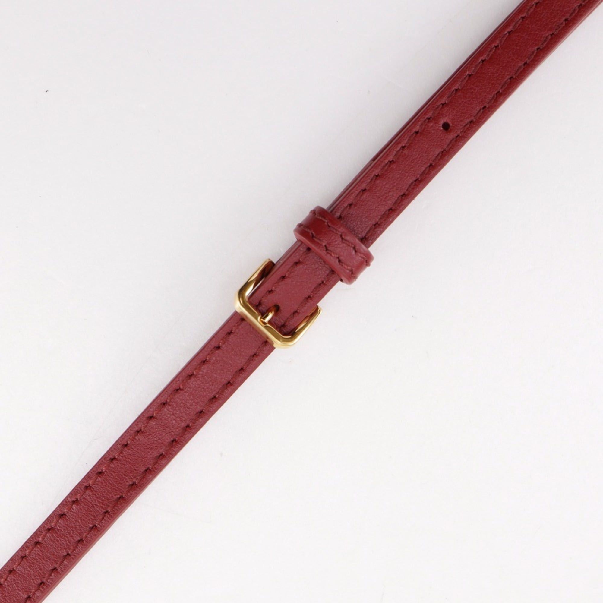 Burberry Shoulder Wallet Bag 2WAY Cowhide Leather Red 2Way Snap Button Women's