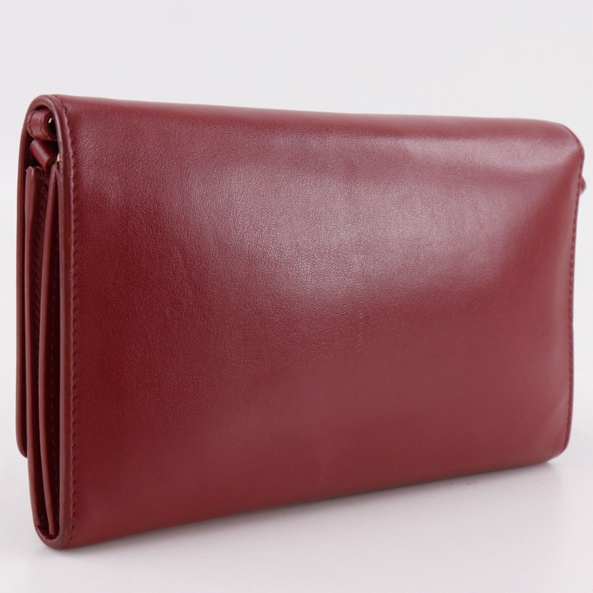 Burberry Shoulder Wallet Bag 2WAY Cowhide Leather Red 2Way Snap Button Women's