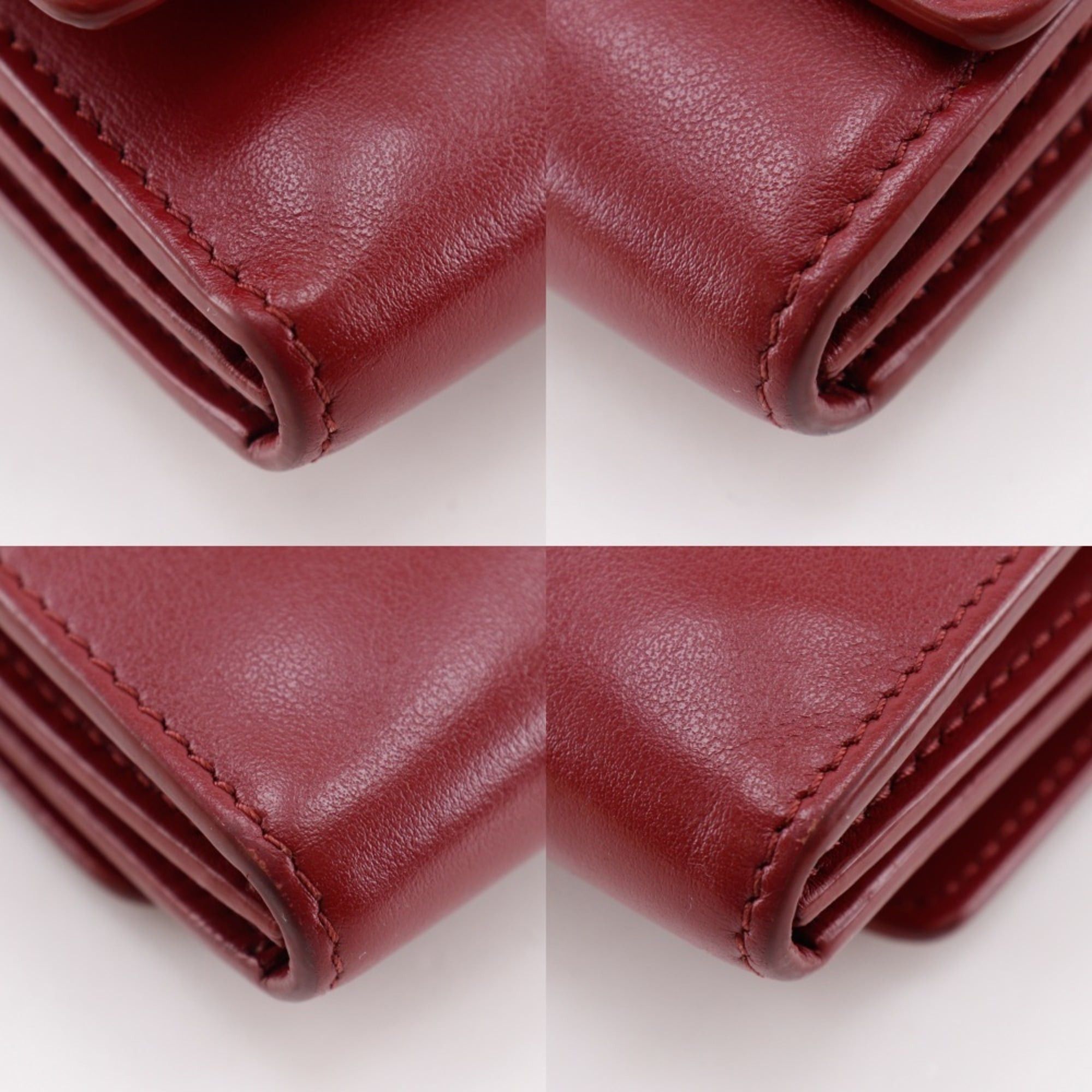 Burberry Shoulder Wallet Bag 2WAY Cowhide Leather Red 2Way Snap Button Women's