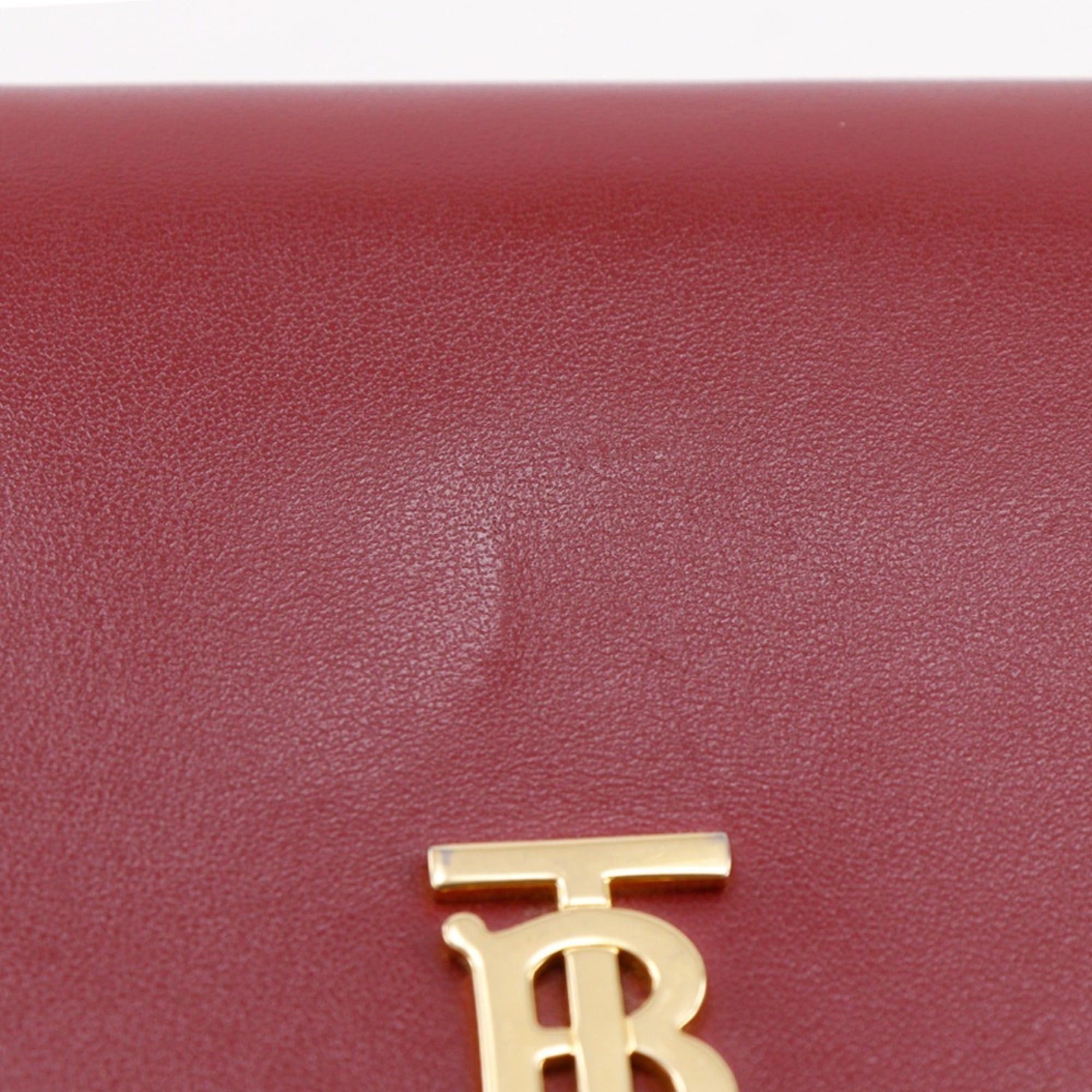 Burberry Shoulder Wallet Bag 2WAY Cowhide Leather Red 2Way Snap Button Women's