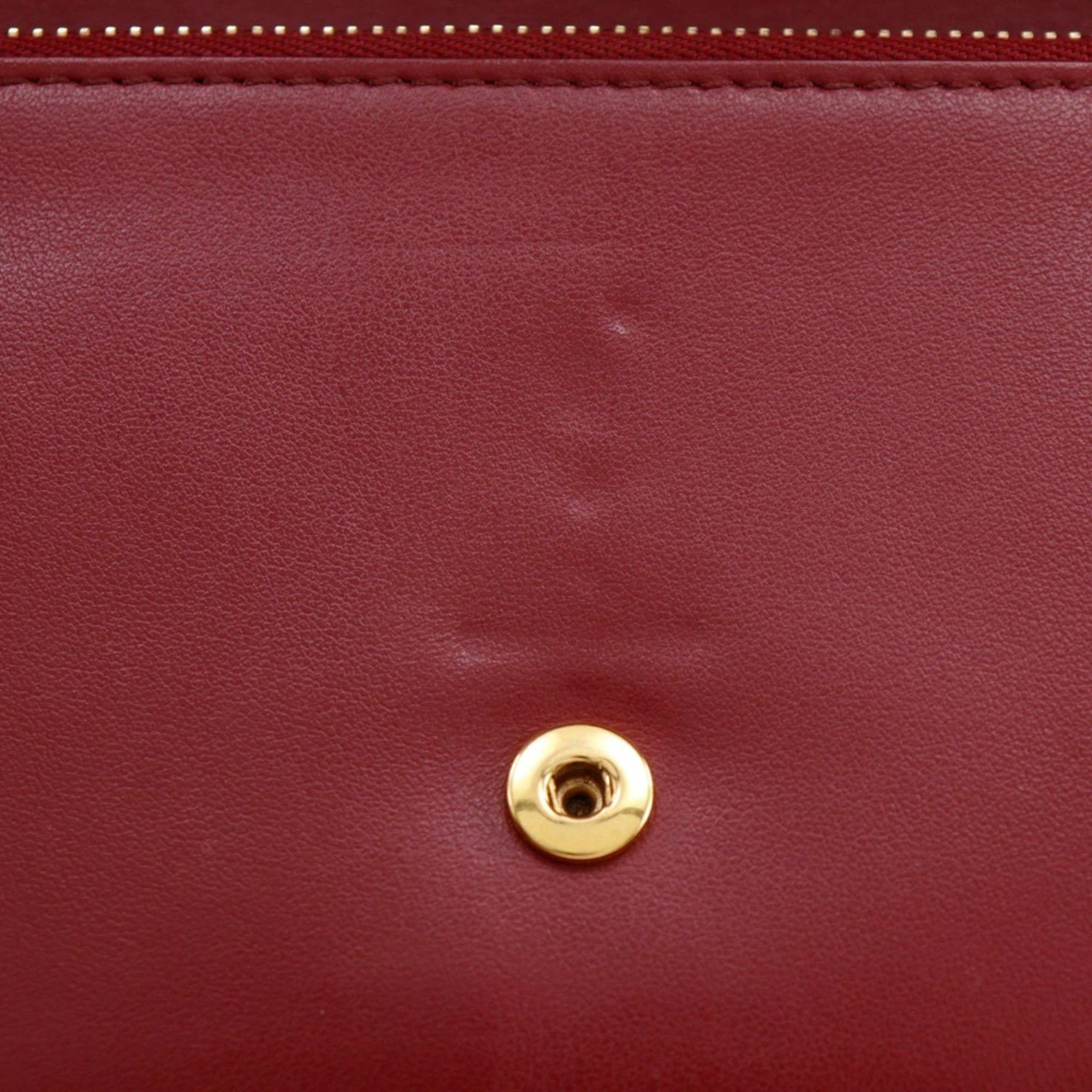 Burberry Shoulder Wallet Bag 2WAY Cowhide Leather Red 2Way Snap Button Women's