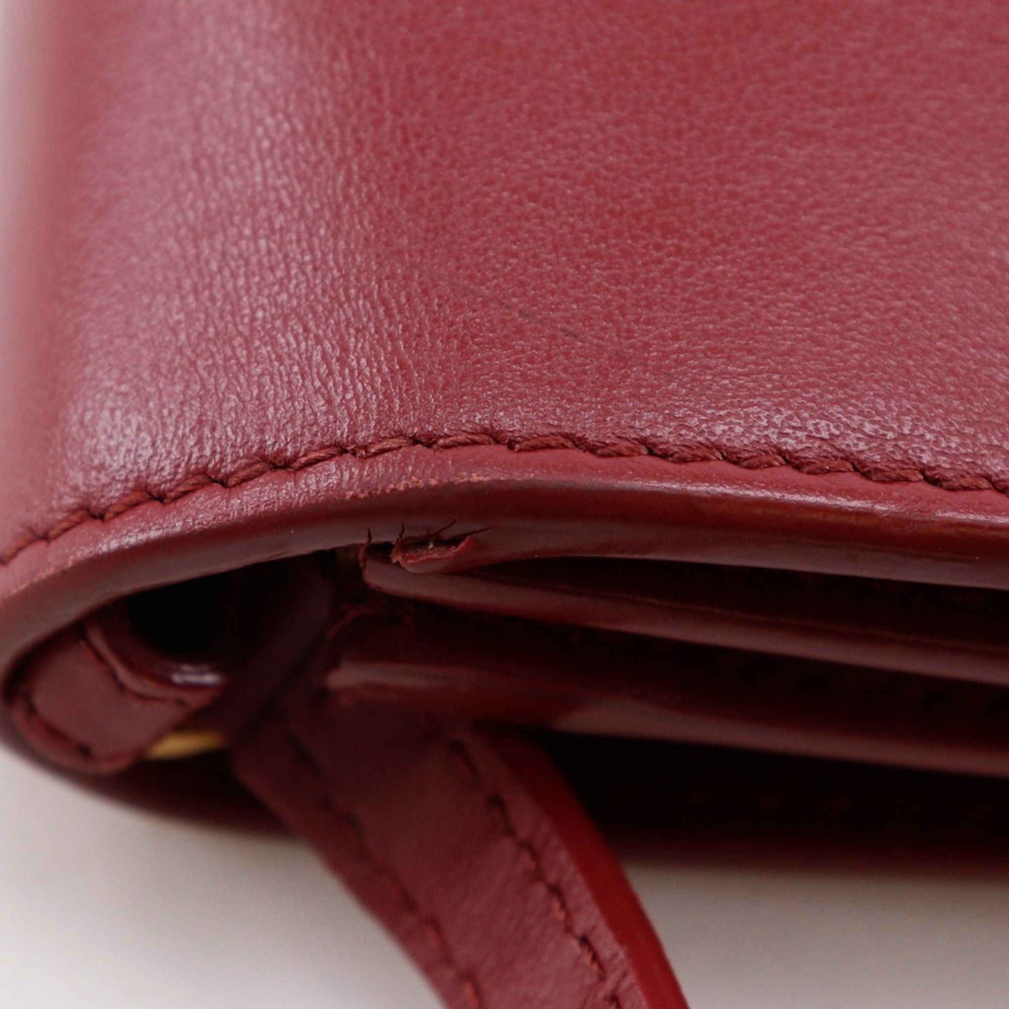 Burberry Shoulder Wallet Bag 2WAY Cowhide Leather Red 2Way Snap Button Women's