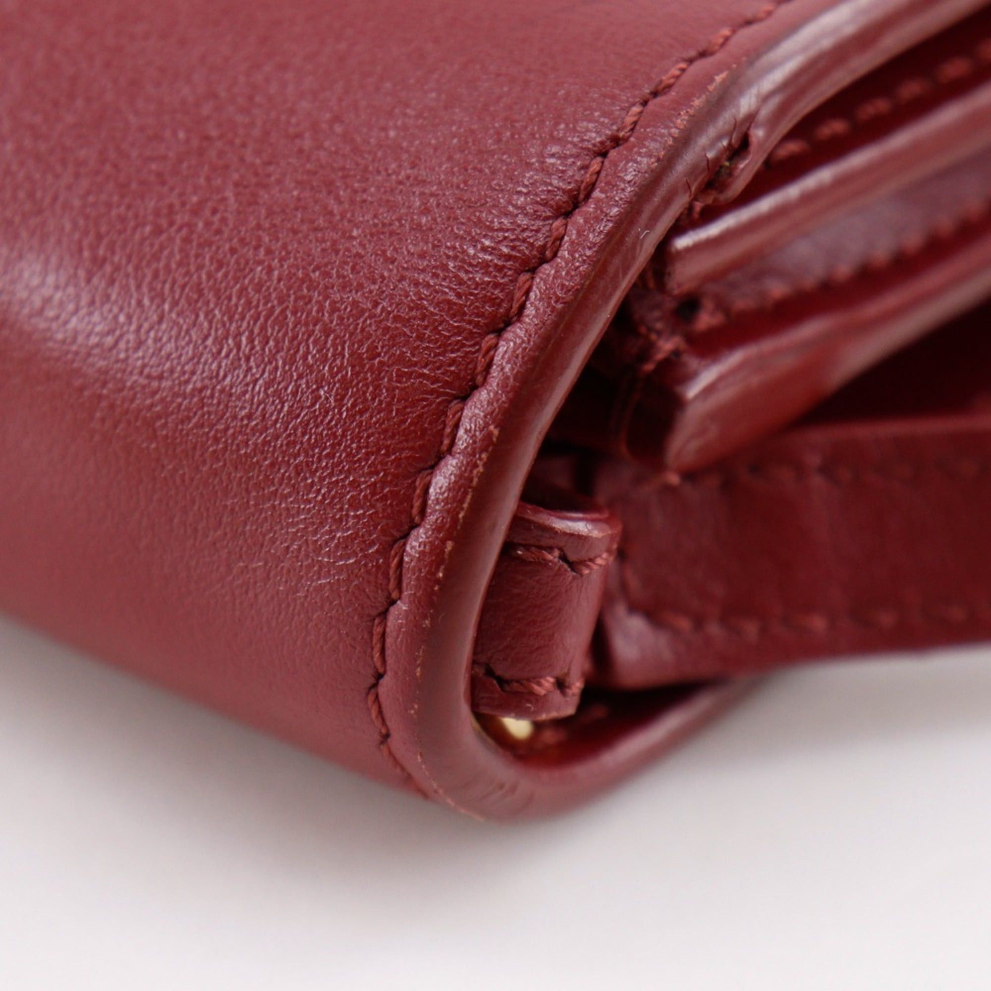 Burberry Shoulder Wallet Bag 2WAY Cowhide Leather Red 2Way Snap Button Women's
