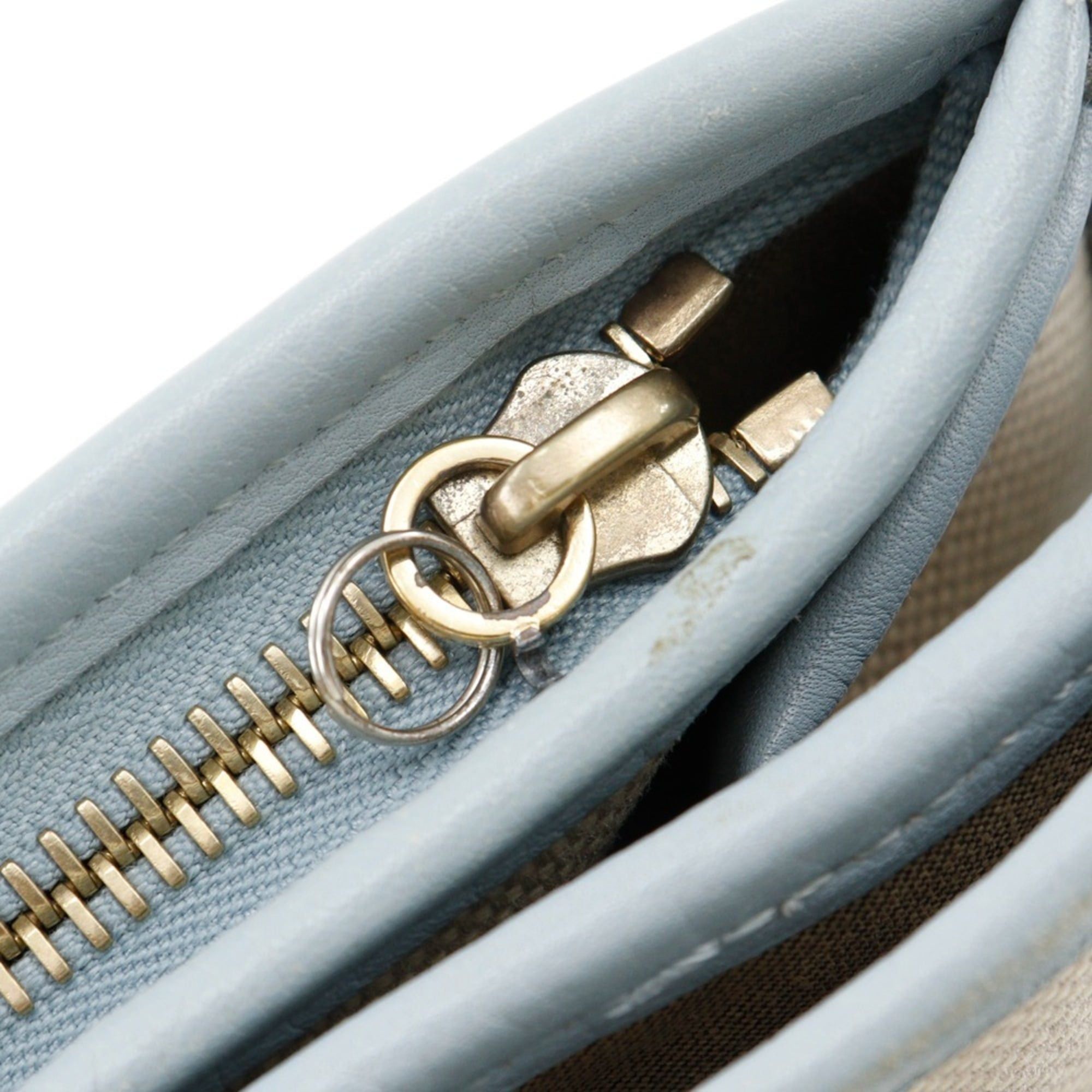 Fendi Fendi FF Shoulder Bag 8BT084 Canvas Beige/Light Blue A5 Magnetic Type Women's Size ONE SIZE - 16 Thumbnail