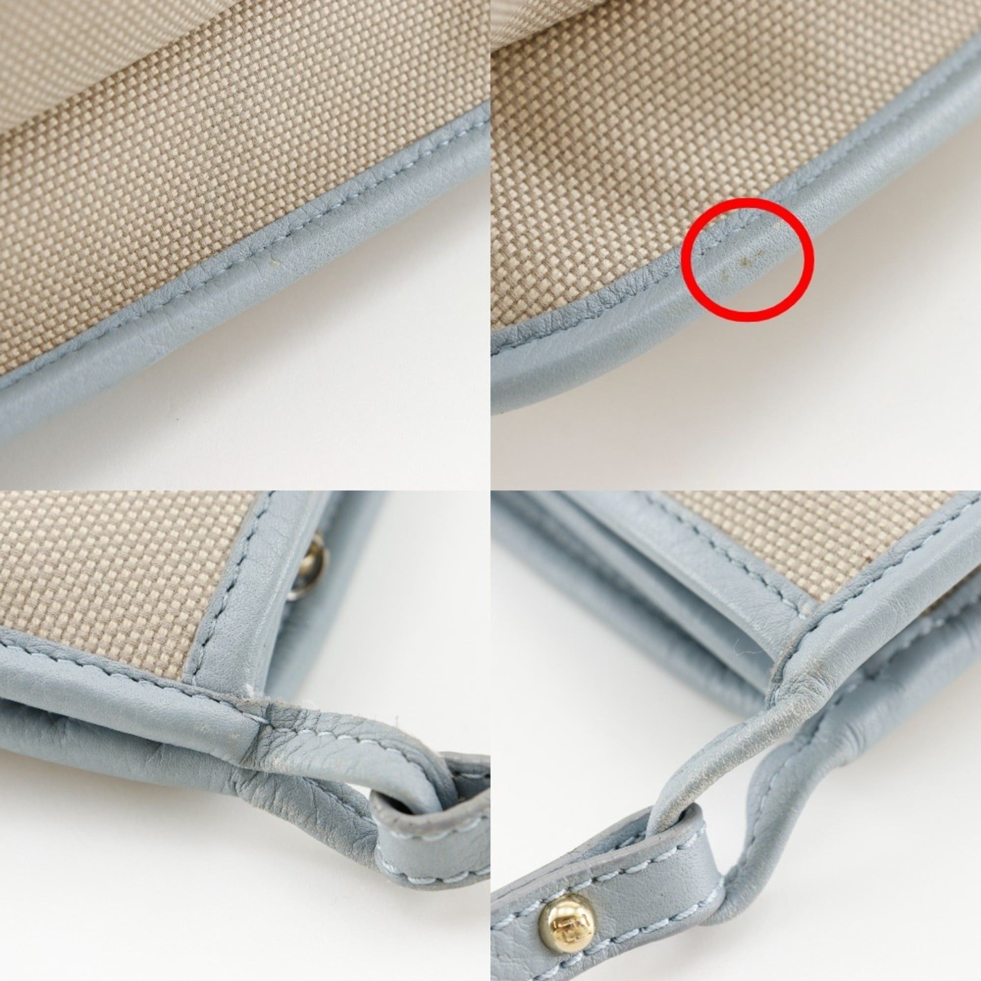 Fendi Fendi FF Shoulder Bag 8BT084 Canvas Beige/Light Blue A5 Magnetic Type Women's Size ONE SIZE - 14 Thumbnail