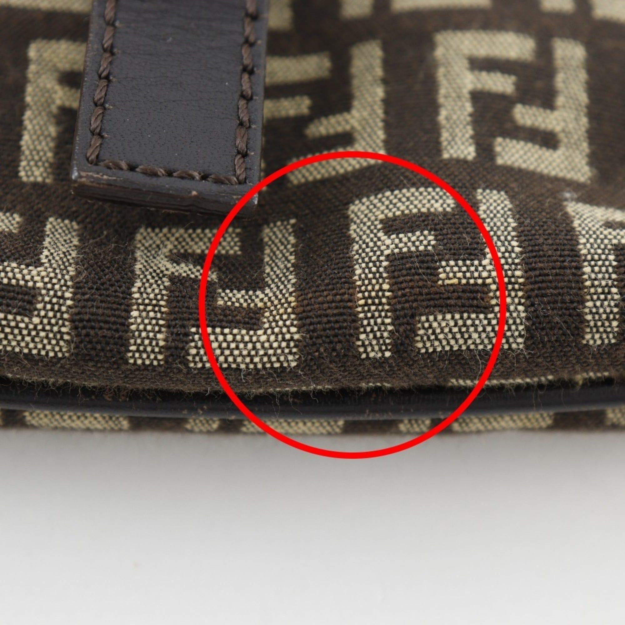 Fendi FENDI Zucchino Shoulder Bag Nylon Canvas Brown Magnetic Type Women's Size ONE SIZE - 9 Thumbnail
