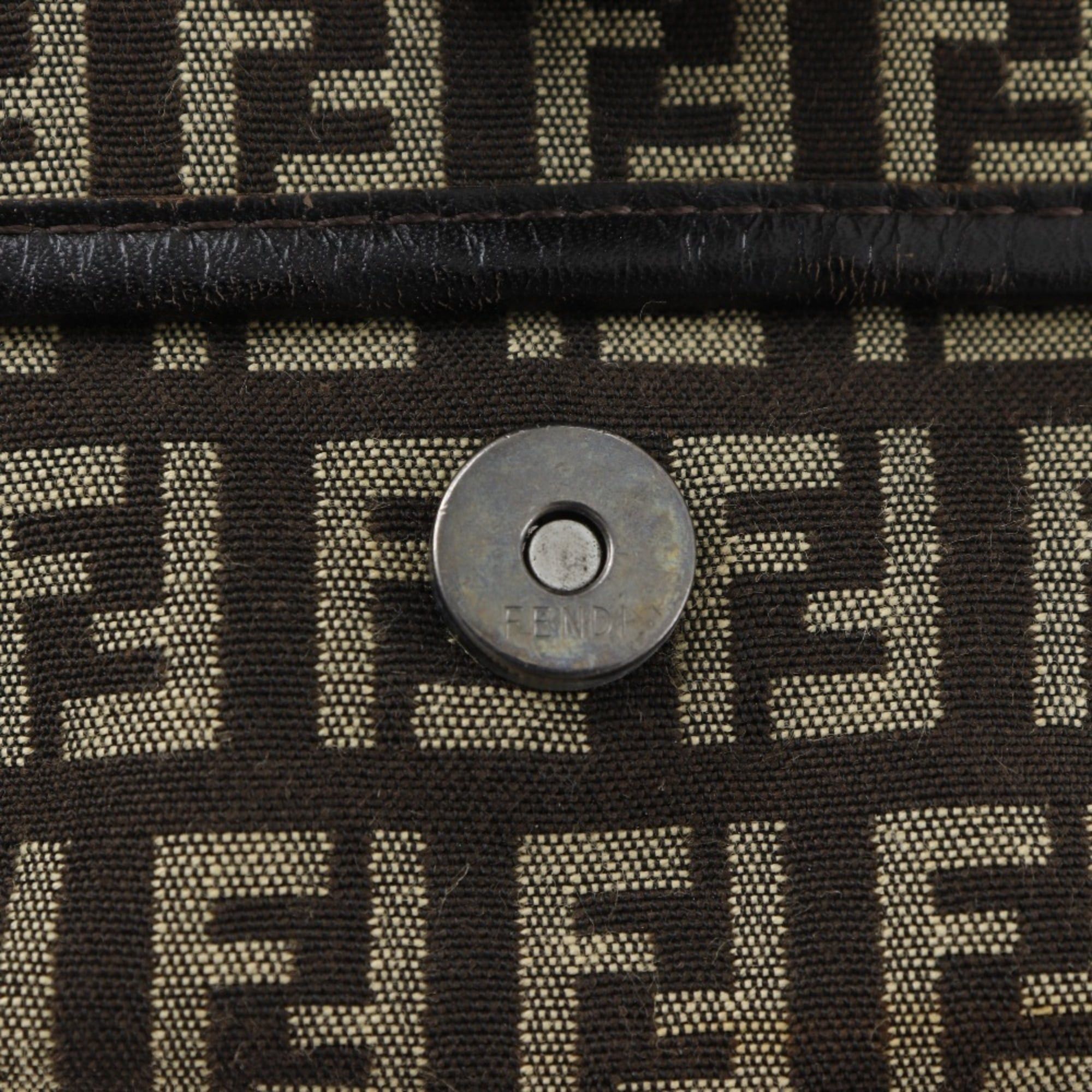 Fendi FENDI Zucchino Shoulder Bag Nylon Canvas Brown Magnetic Type Women's Size ONE SIZE - 16 Thumbnail