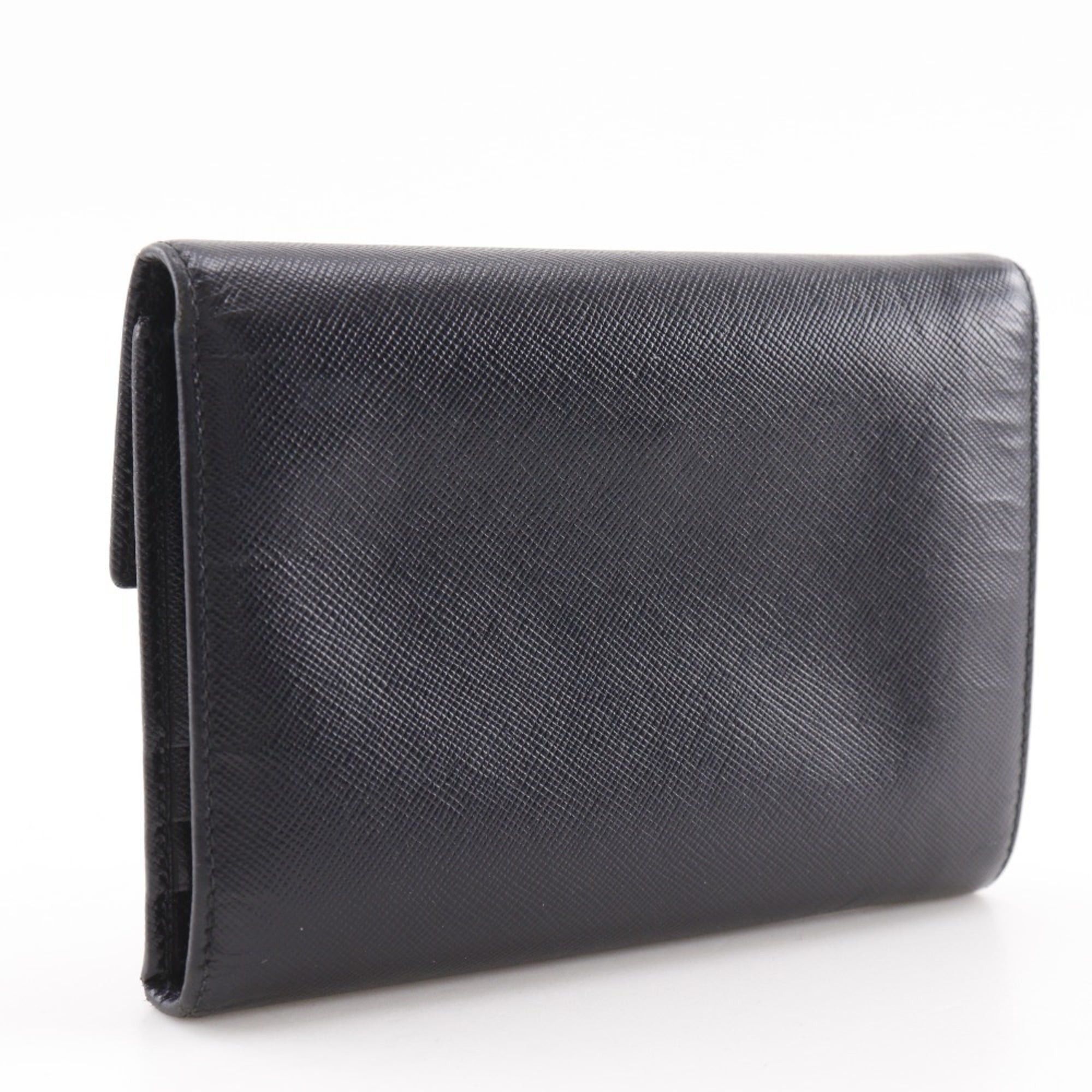 Prada PRADA Bifold Wallet M510A Saffiano NERO Black Snap Button Women's Size ONE SIZE - 3 Thumbnail