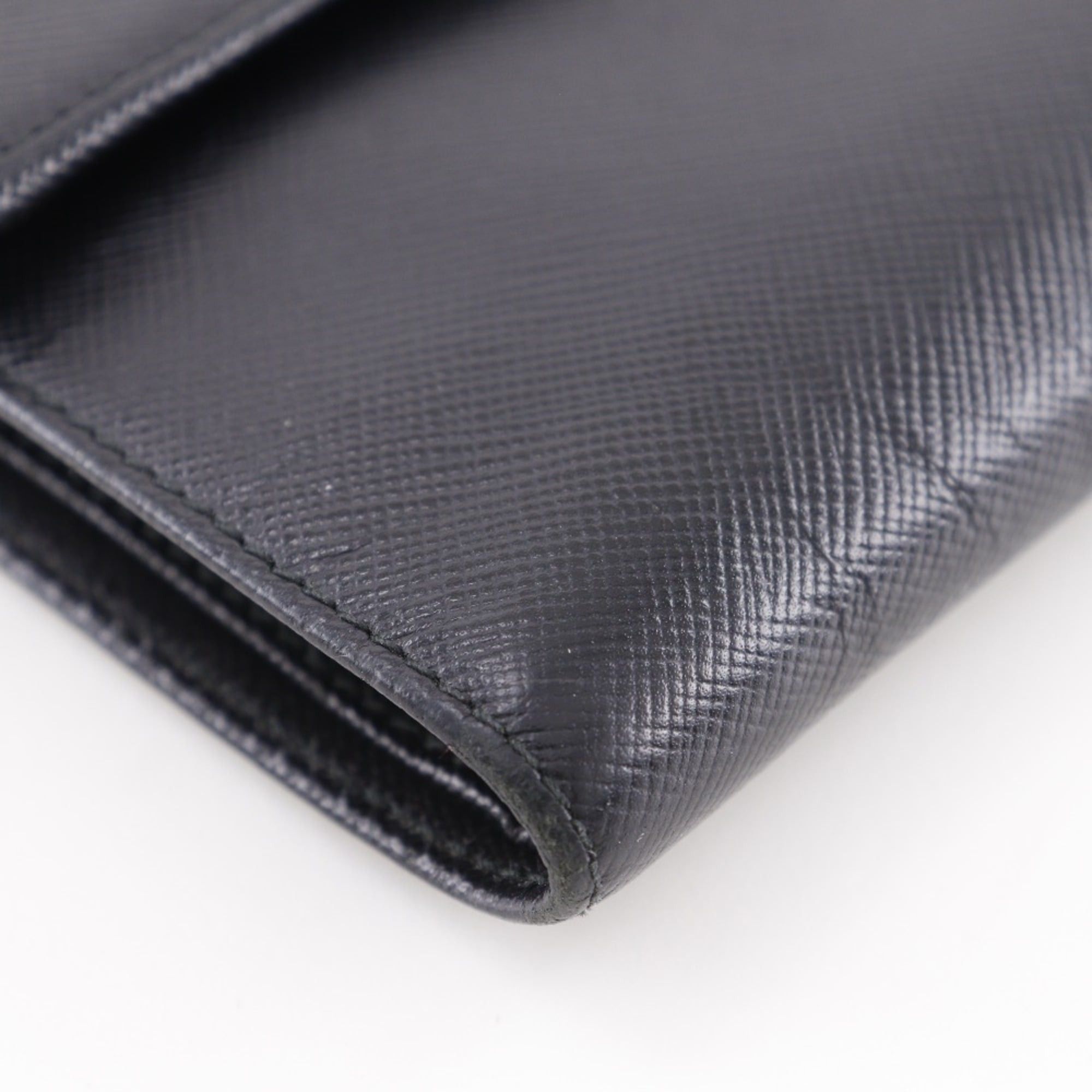 Prada PRADA Bifold Wallet M510A Saffiano NERO Black Snap Button Women's Size ONE SIZE - 4 Thumbnail