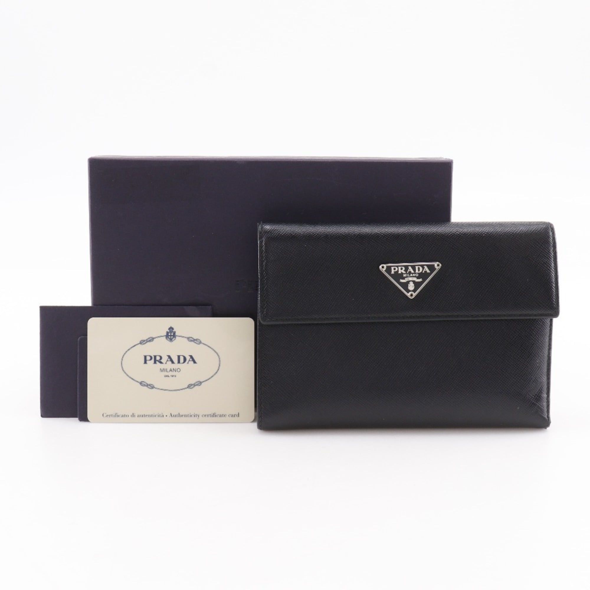 Prada PRADA Bifold Wallet M510A Saffiano NERO Black Snap Button Women's Size ONE SIZE - 14 Thumbnail