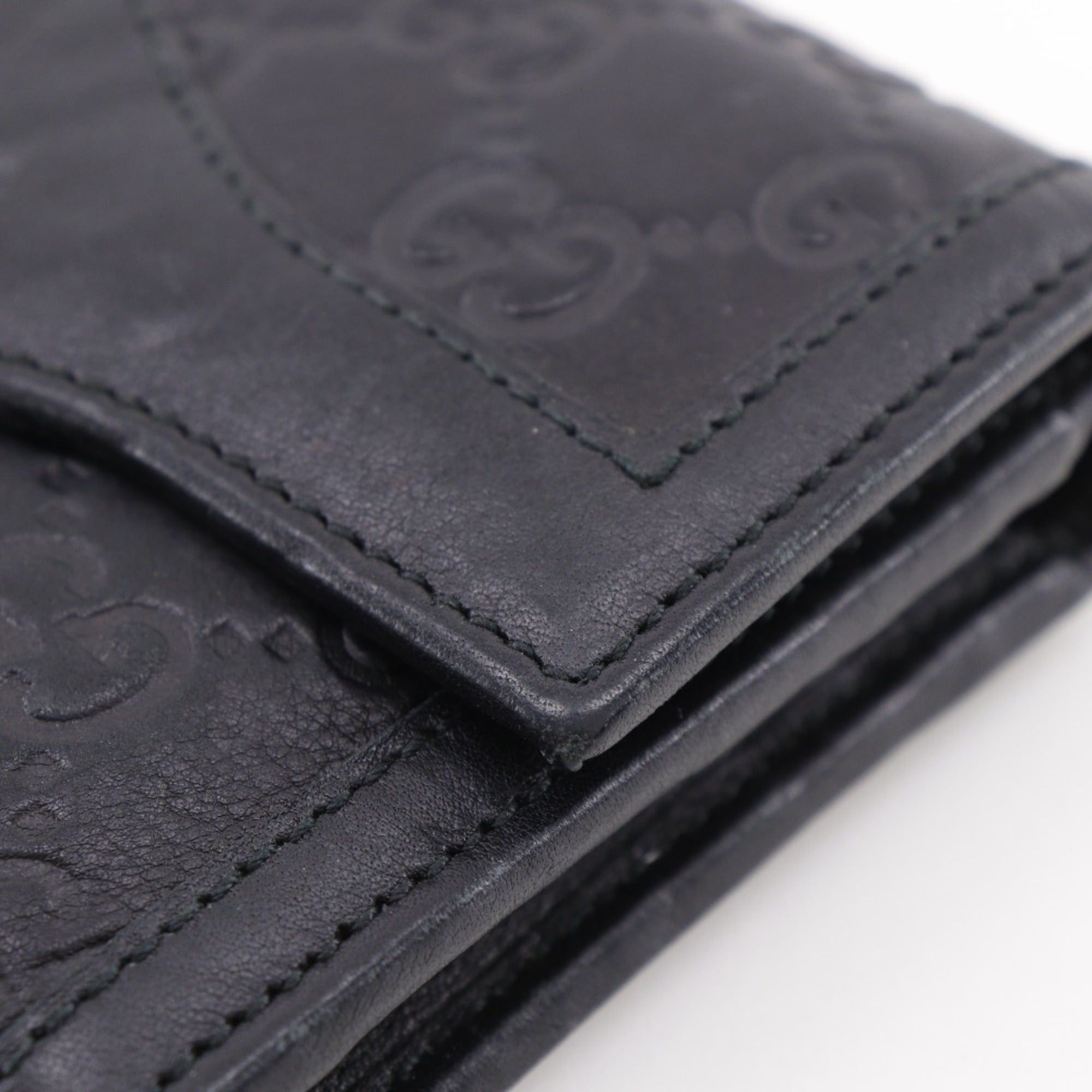 Gucci Gucci Interlocking G Long Wallet 282434 Shimmer Leather Black Snap Button Women's Size ONE SIZE - 17 Thumbnail