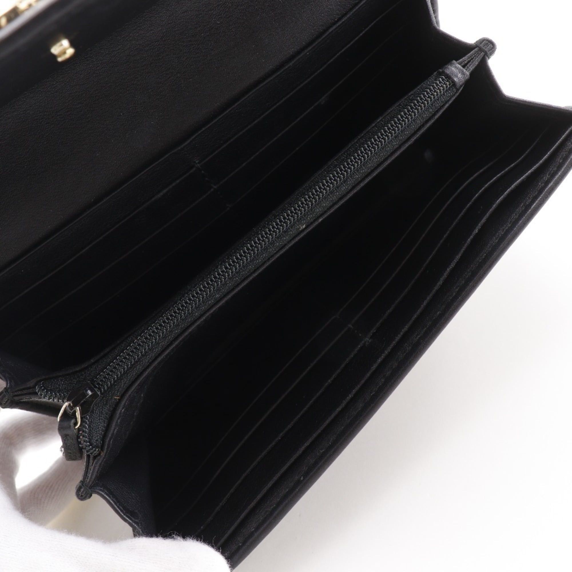 Gucci Gucci Interlocking G Long Wallet 282434 Shimmer Leather Black Snap Button Women's Size ONE SIZE - 5 Thumbnail