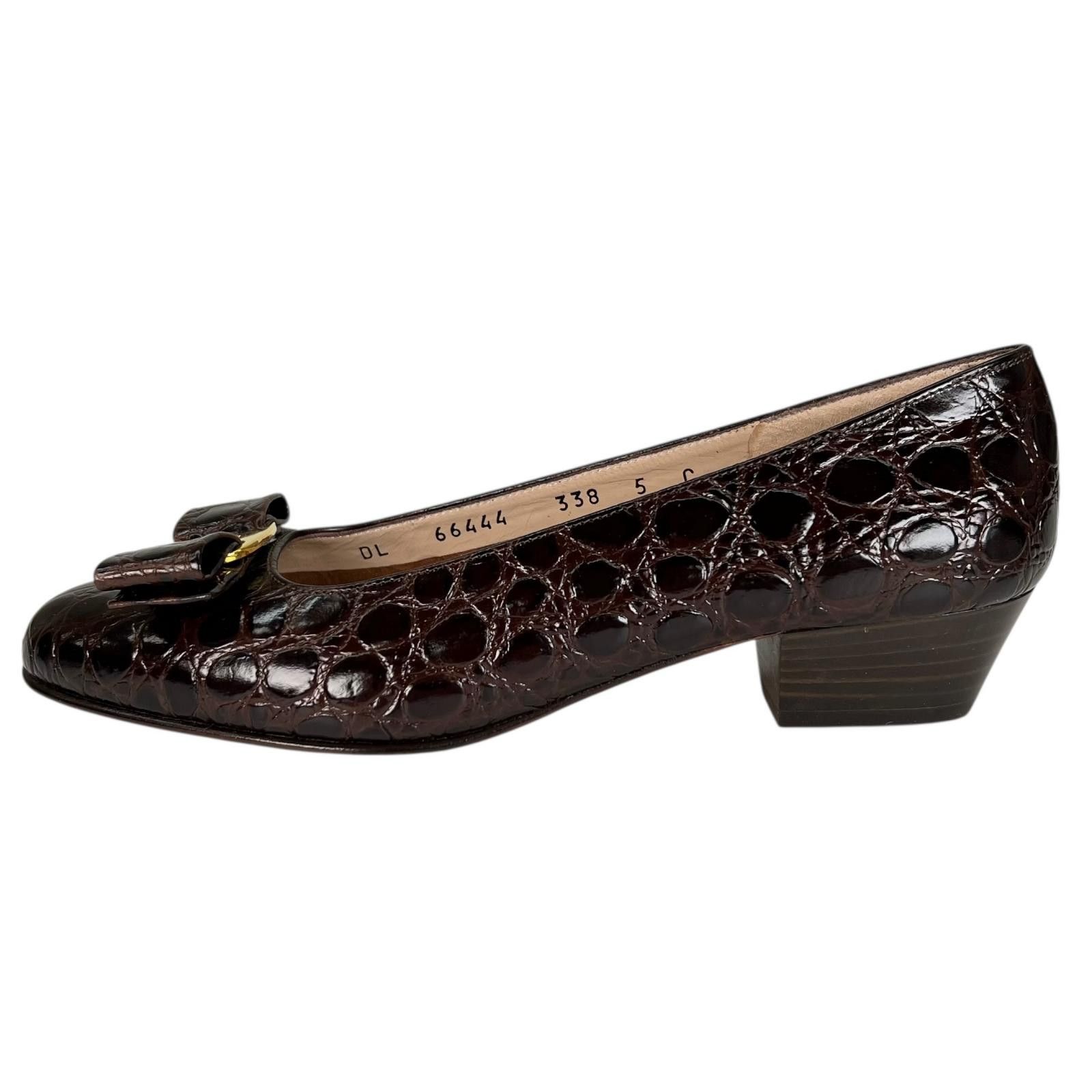 Salvatore Ferragamo Salvatore Ferragamo Salvatore Ferragamo VARA Crocodile Pumps Leather Shoes DUTY FREE for USA Size ONE SIZE - 4 Thumbnail