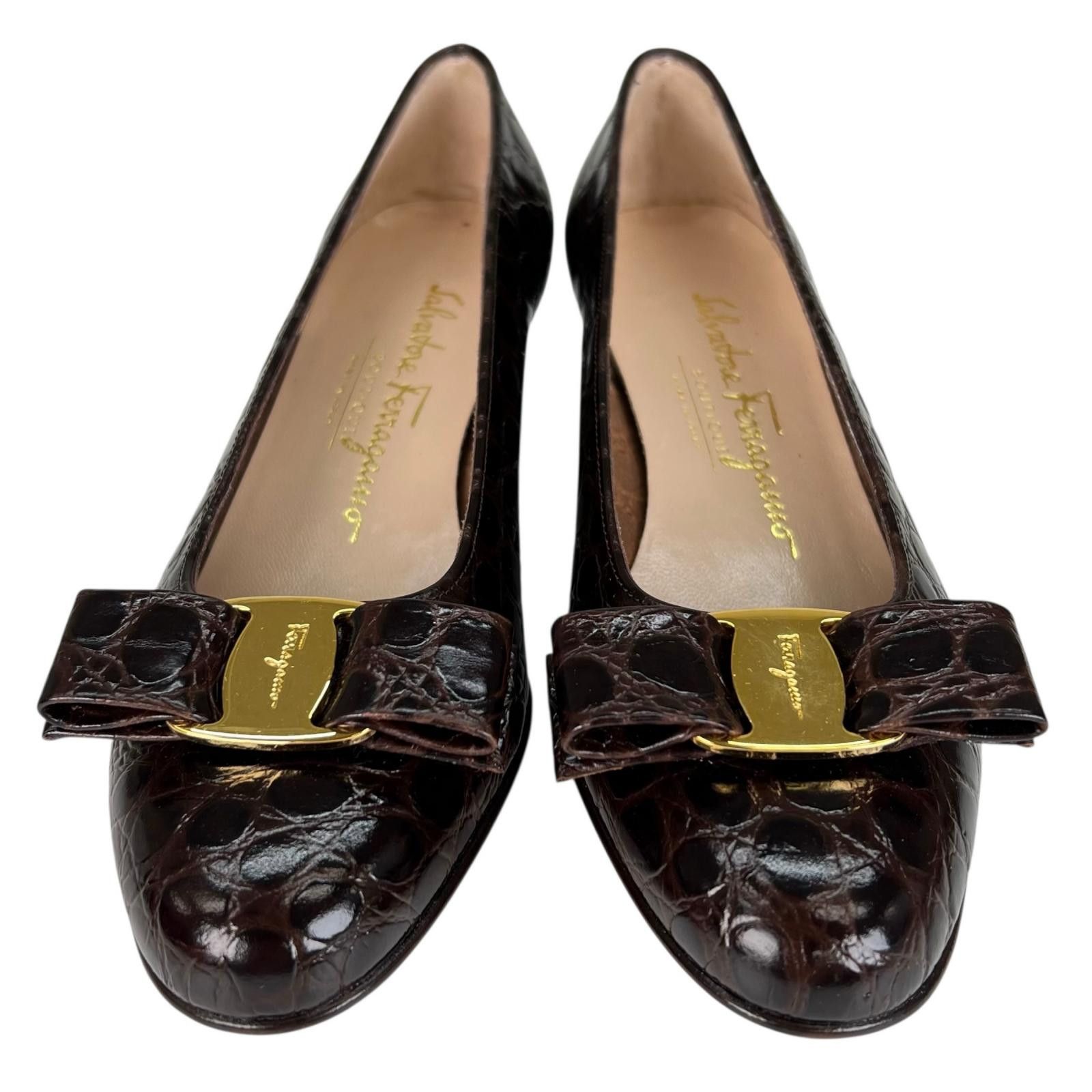 Salvatore Ferragamo Salvatore Ferragamo Salvatore Ferragamo VARA Crocodile Pumps Leather Shoes DUTY FREE for USA Size ONE SIZE - 3 Thumbnail
