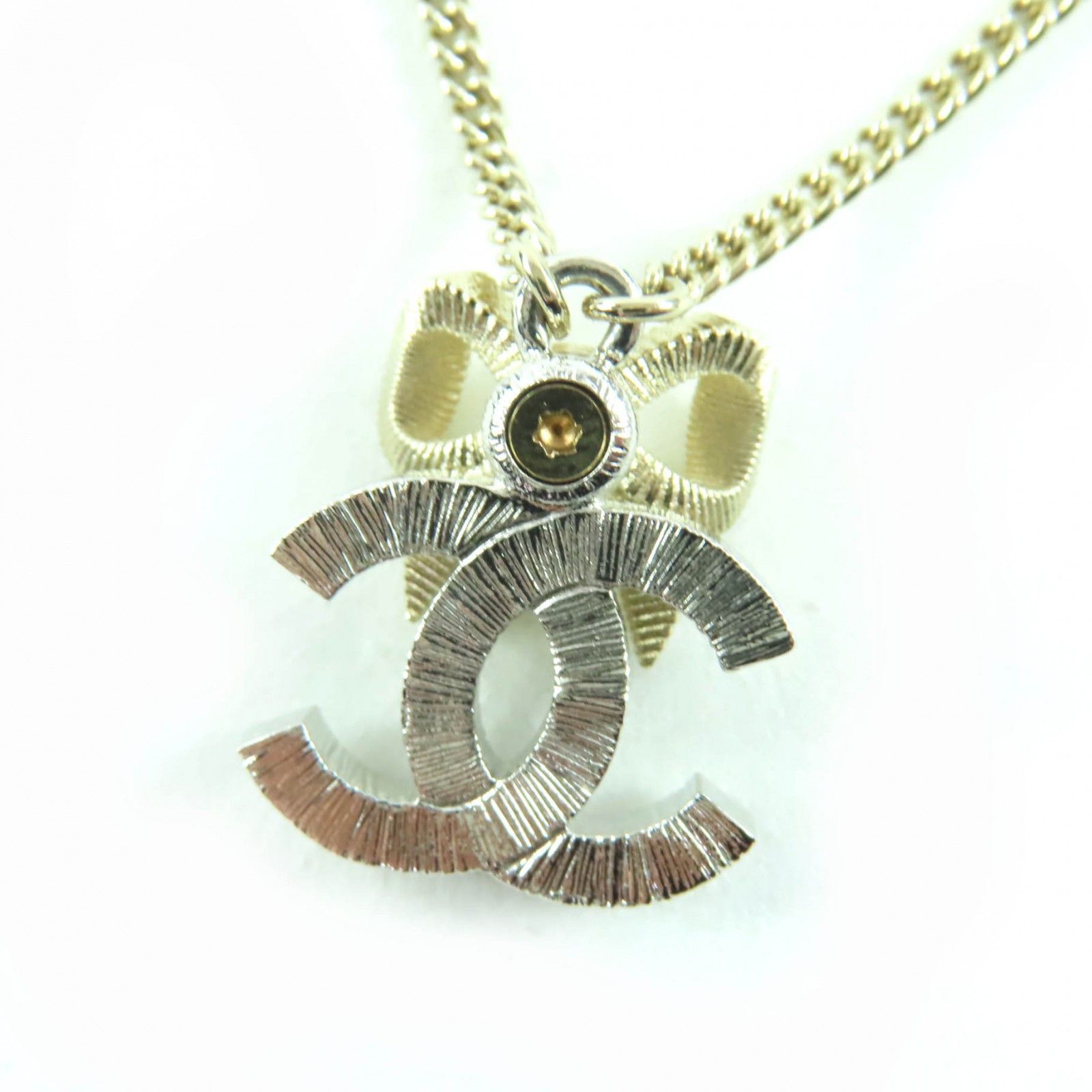 Chanel Chanel CHANEL COCO Mark Ribbon Rhinestone Necklace Metal Necklace DUTY FREE for USA Size ONE SIZE - 8 Thumbnail