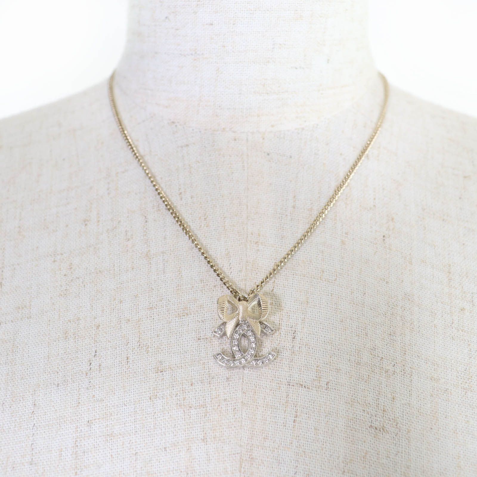 Chanel Chanel CHANEL COCO Mark Ribbon Rhinestone Necklace Metal Necklace DUTY FREE for USA Size ONE SIZE - 4 Thumbnail