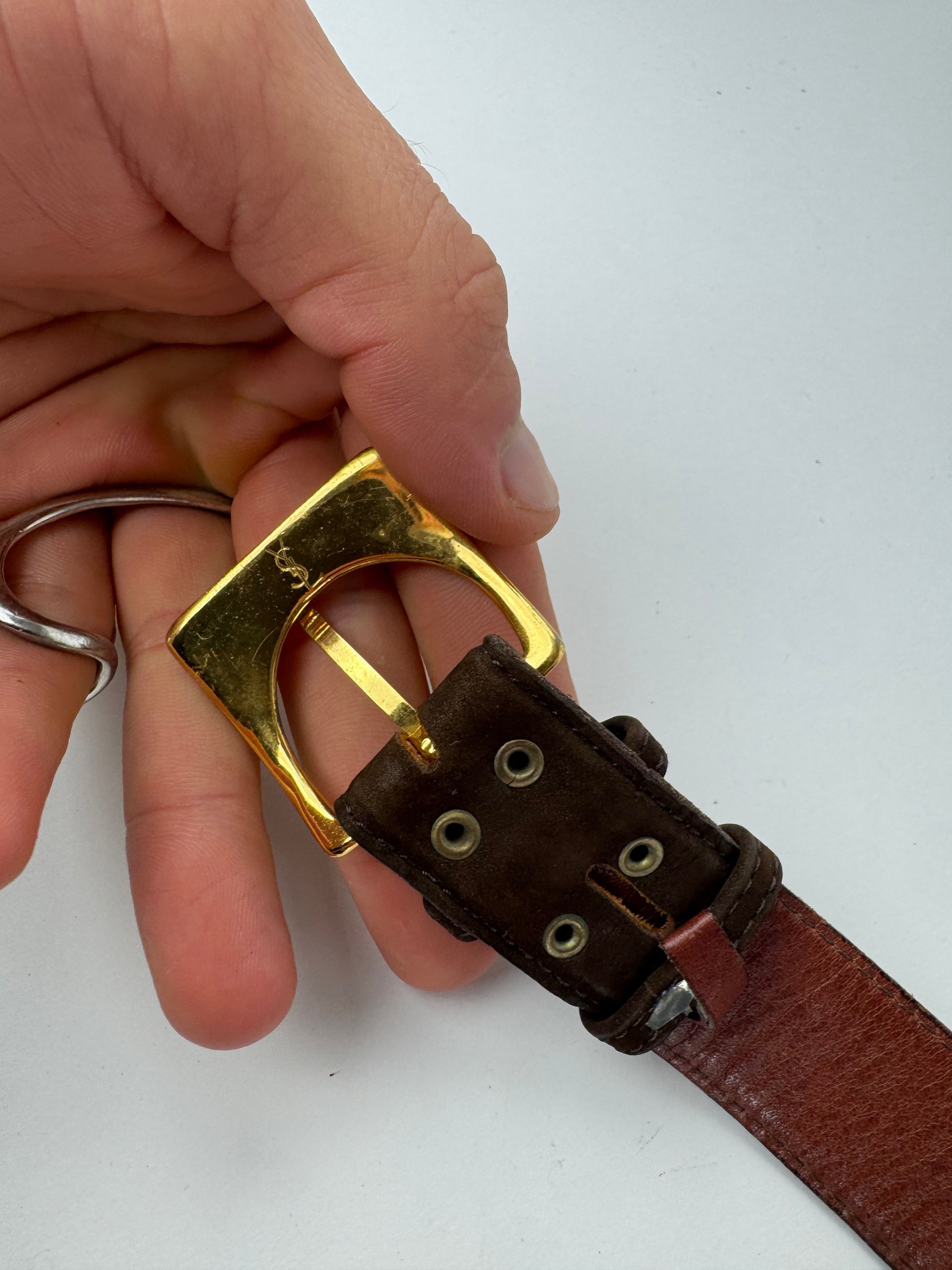 Other Vintage Yves Saint Laurent Suede Leather Belt Brown Size ONE SIZE - 7 Thumbnail