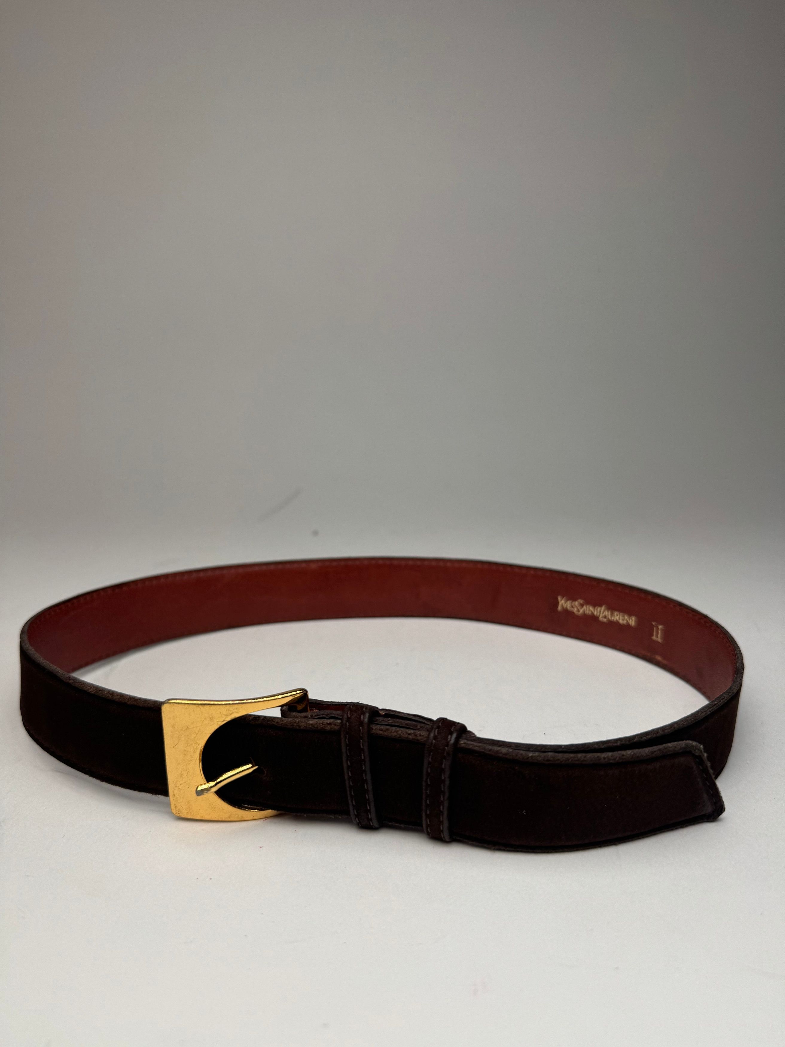 Other Vintage Yves Saint Laurent Suede Leather Belt Brown Size ONE SIZE - 2 Thumbnail