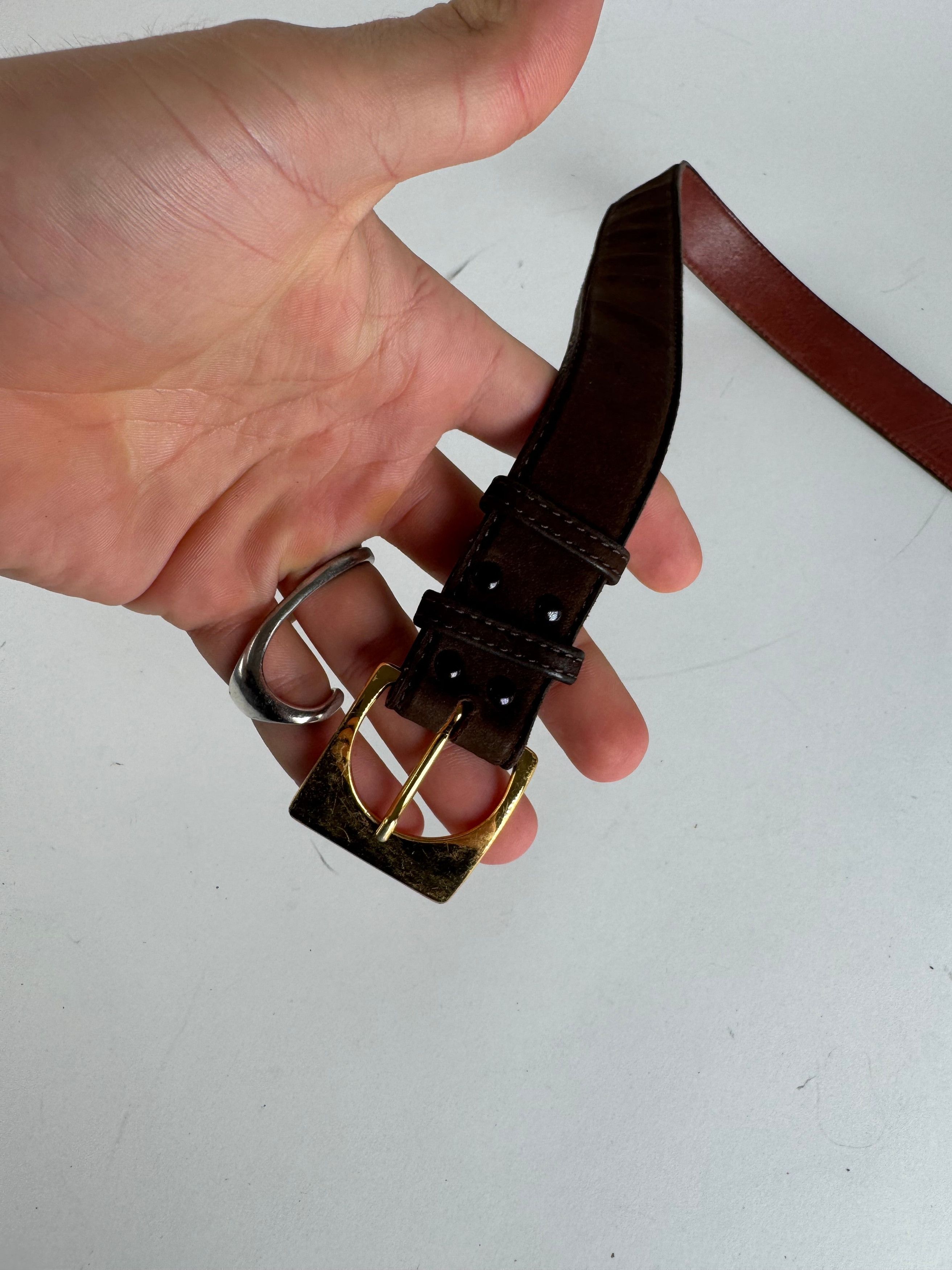 Other Vintage Yves Saint Laurent Suede Leather Belt Brown Size ONE SIZE - 6 Thumbnail