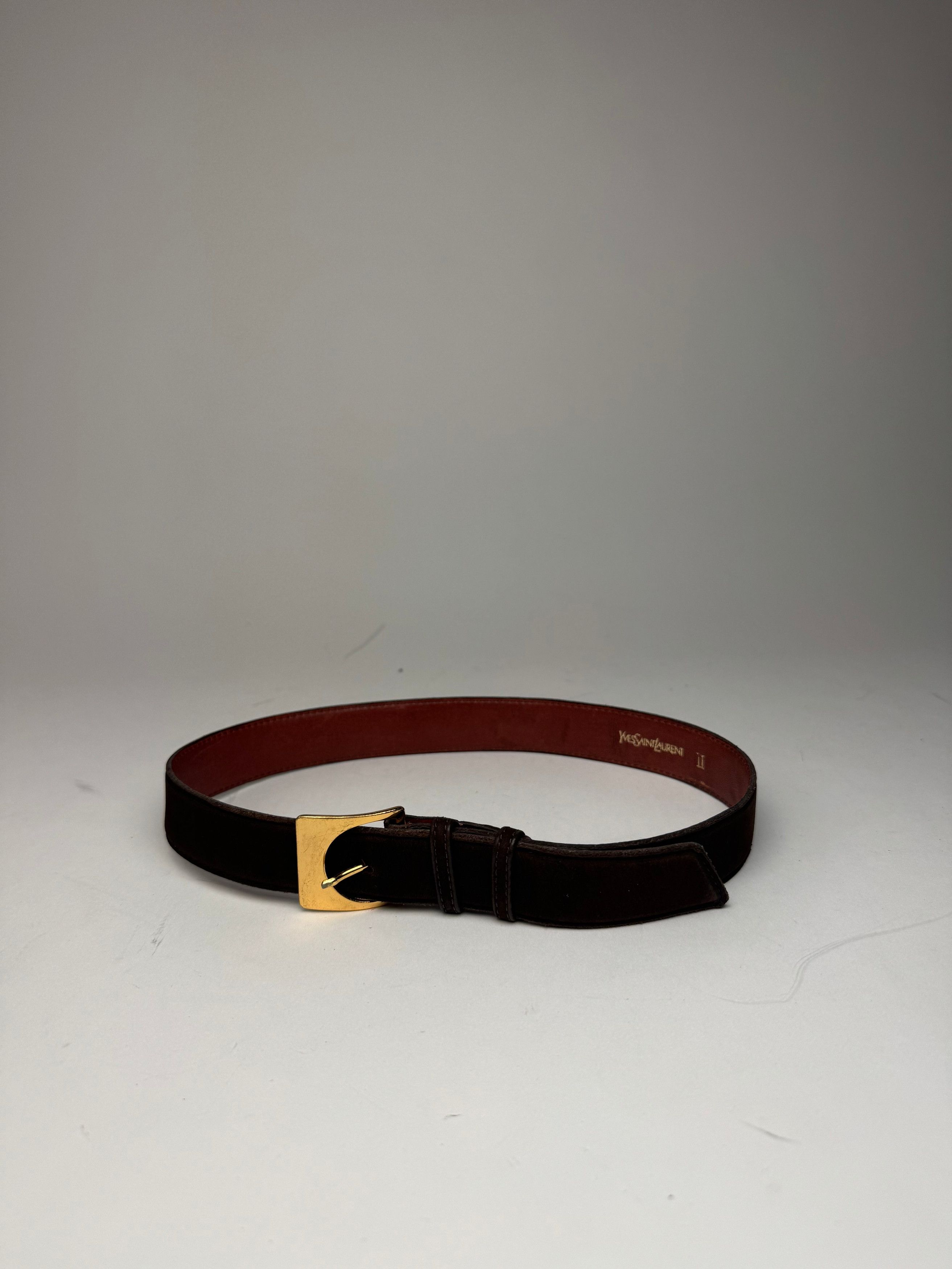 Other Vintage Yves Saint Laurent Suede Leather Belt Brown Size ONE SIZE - 3 Thumbnail