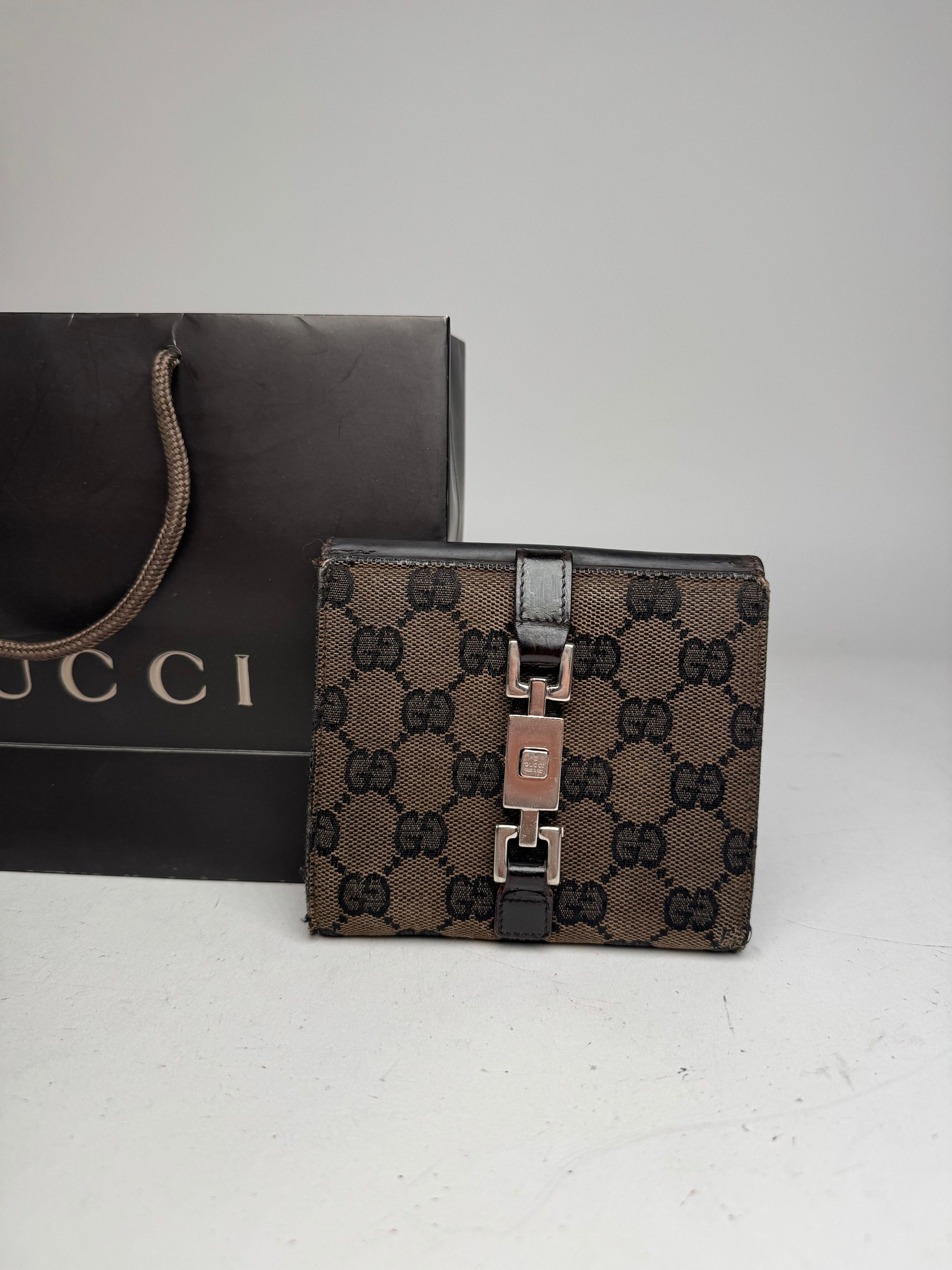 Other Vintage Gucci Jackie Monogram Wallet Brown Black Size ONE SIZE - 6 Thumbnail
