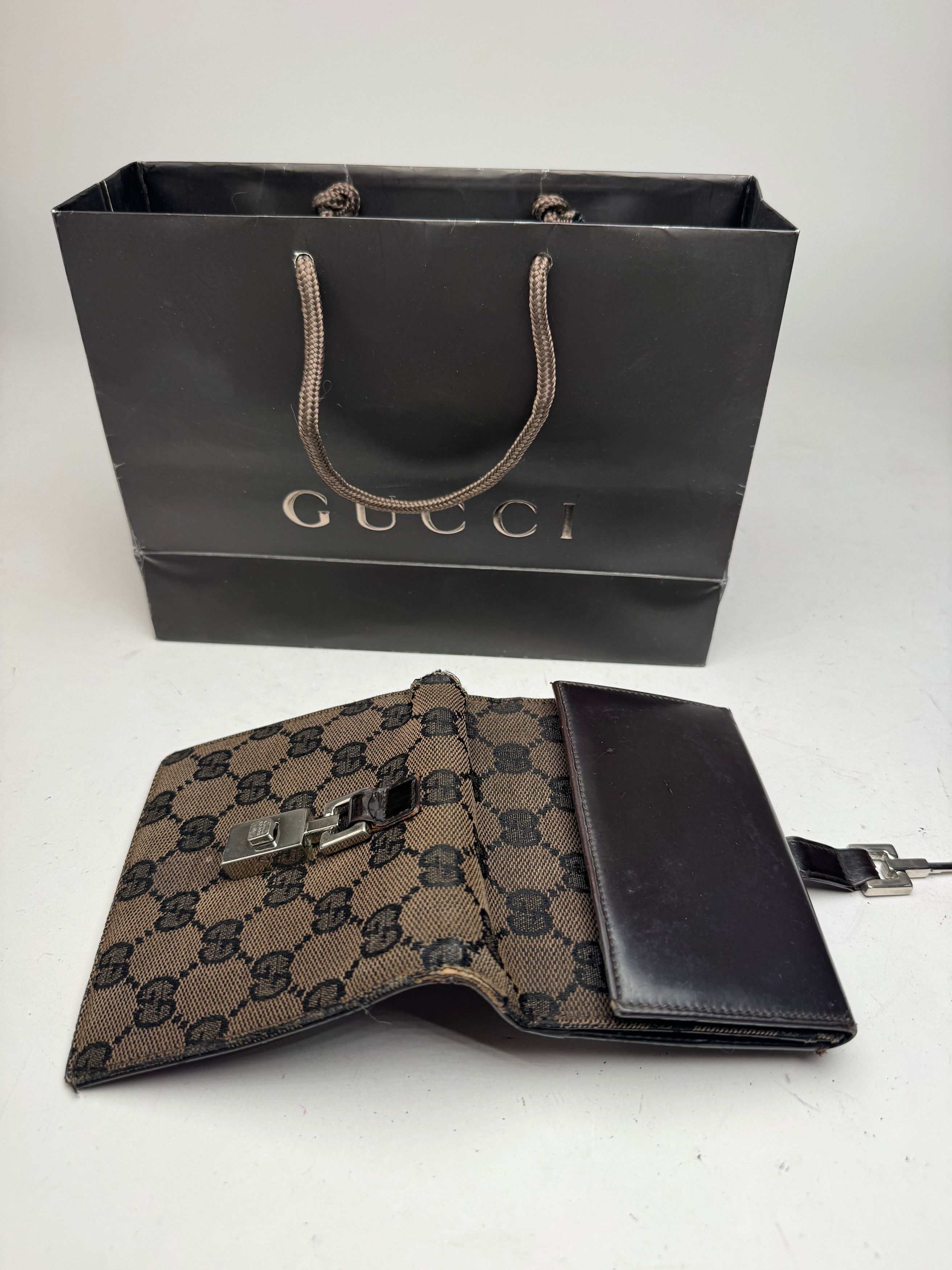 Other Vintage Gucci Jackie Monogram Wallet Brown Black Size ONE SIZE - 9 Thumbnail