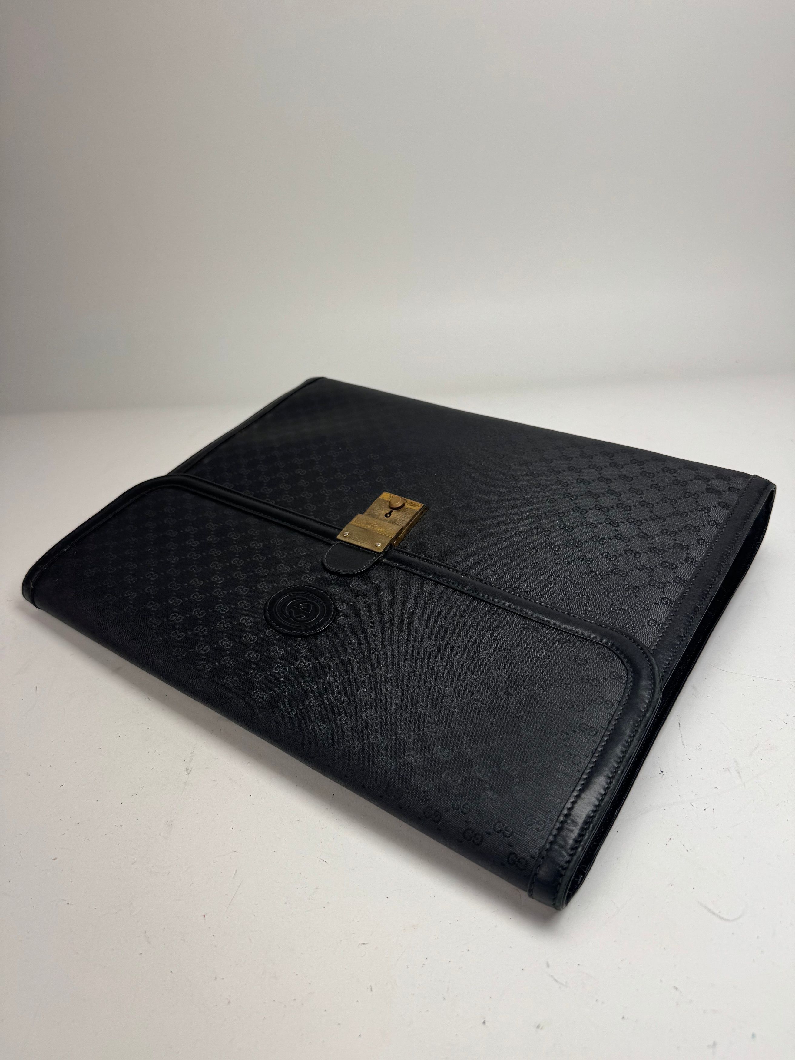 Other Vintage Gucci Monogram Leather Clutch Black Size ONE SIZE - 11 Thumbnail