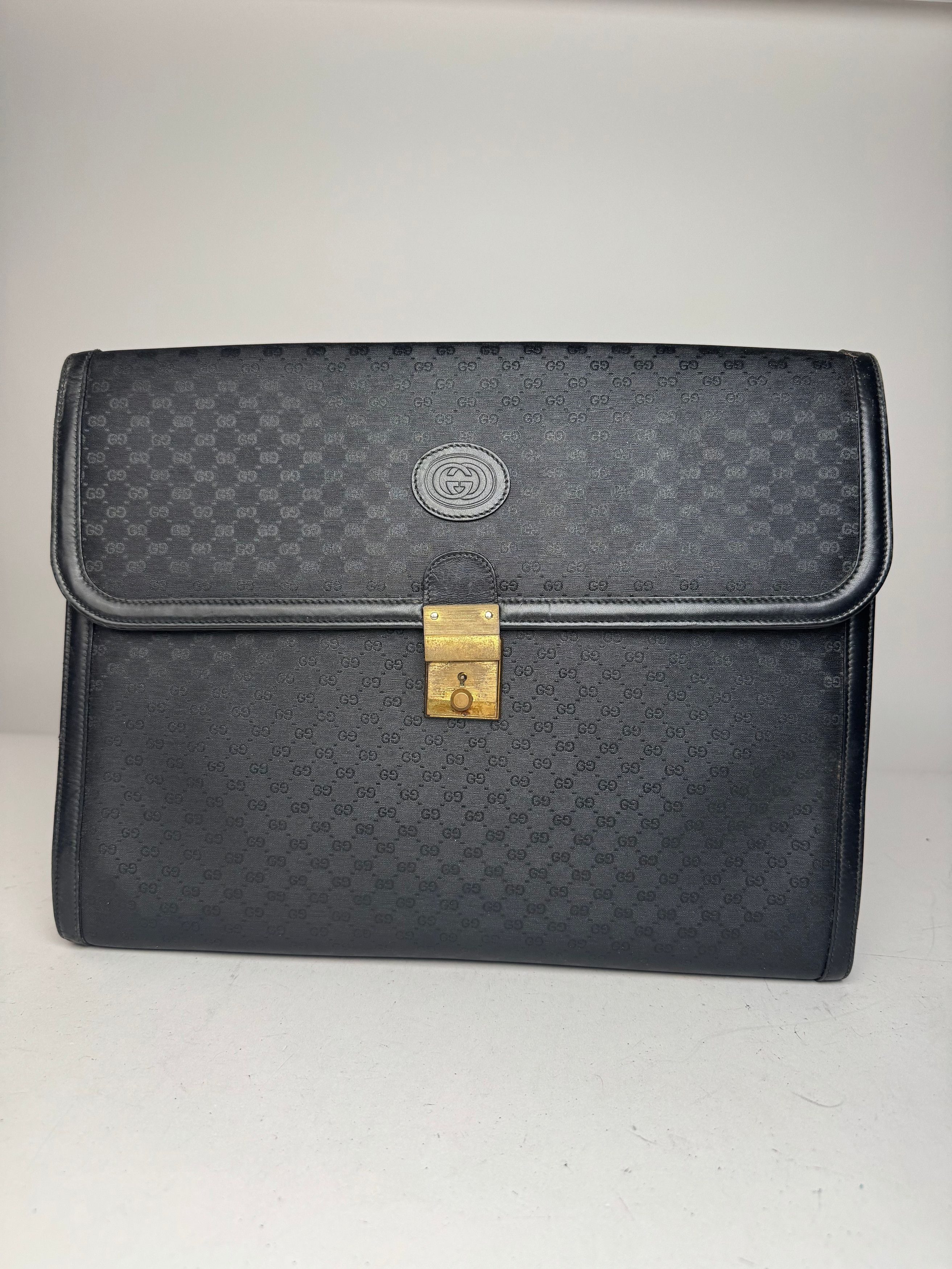 Other Vintage Gucci Monogram Leather Clutch Black Size ONE SIZE - 15 Thumbnail