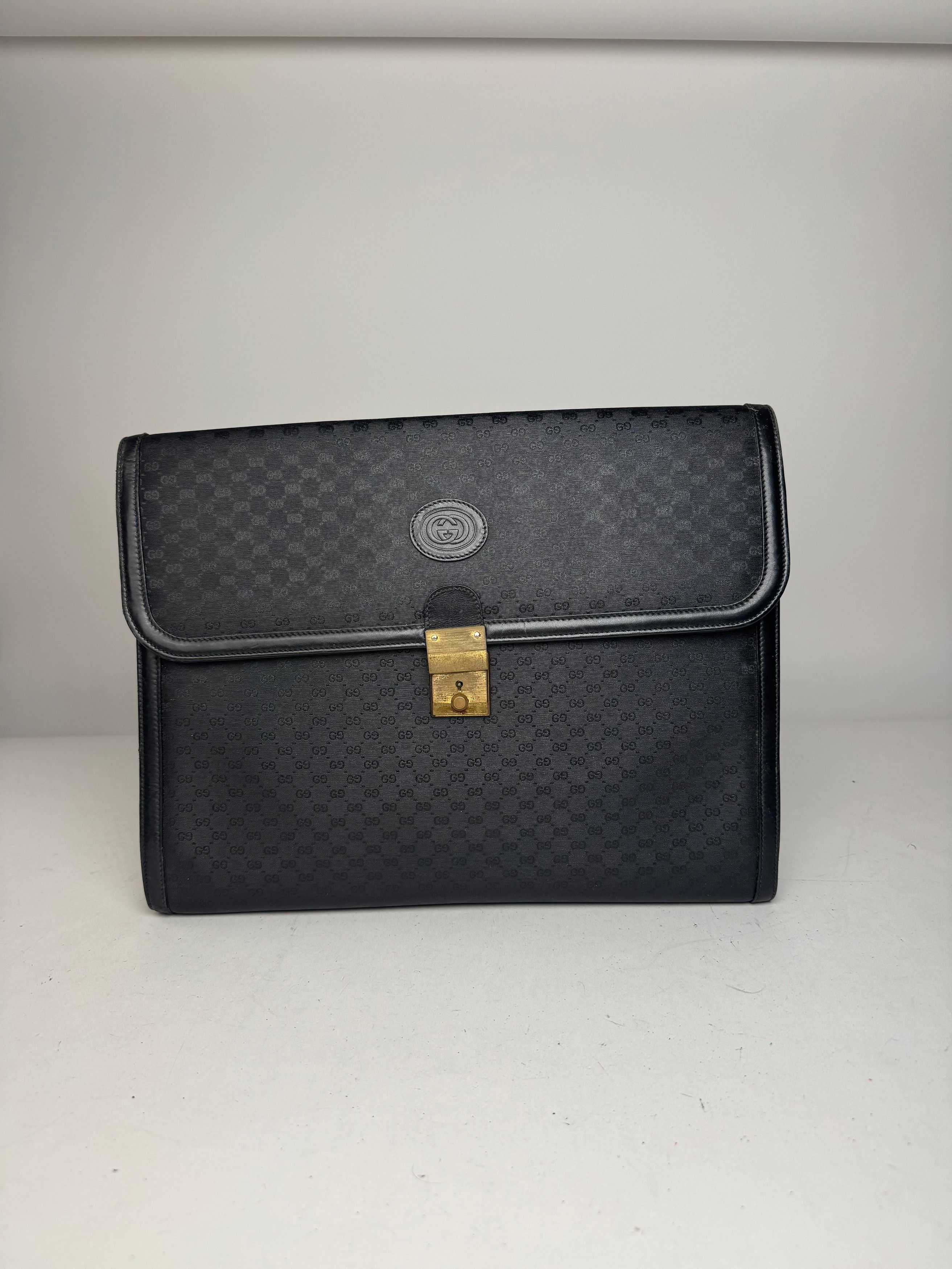 Other Vintage Gucci Monogram Leather Clutch Black Size ONE SIZE - 6 Thumbnail
