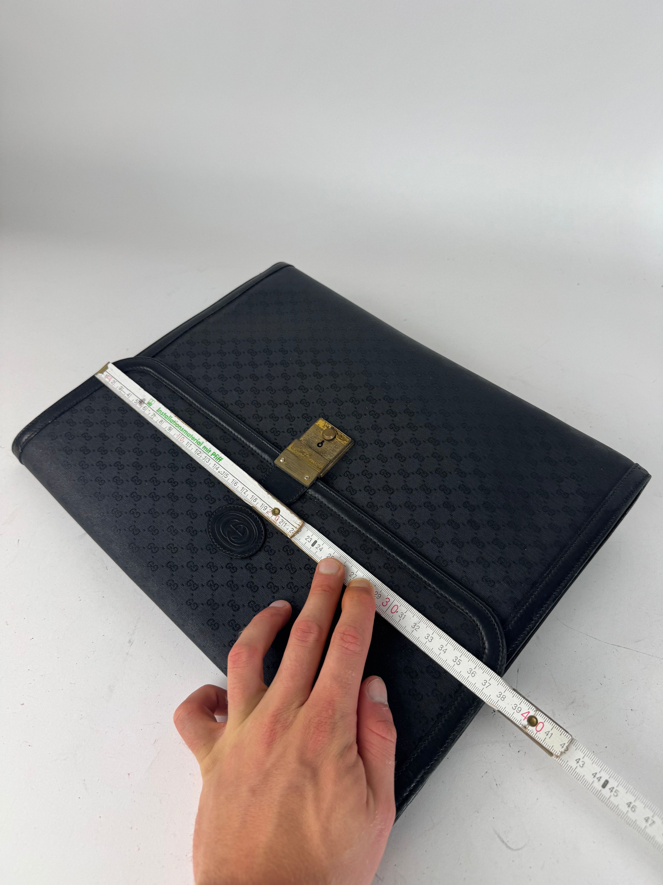 Other Vintage Gucci Monogram Leather Clutch Black Size ONE SIZE - 12 Thumbnail
