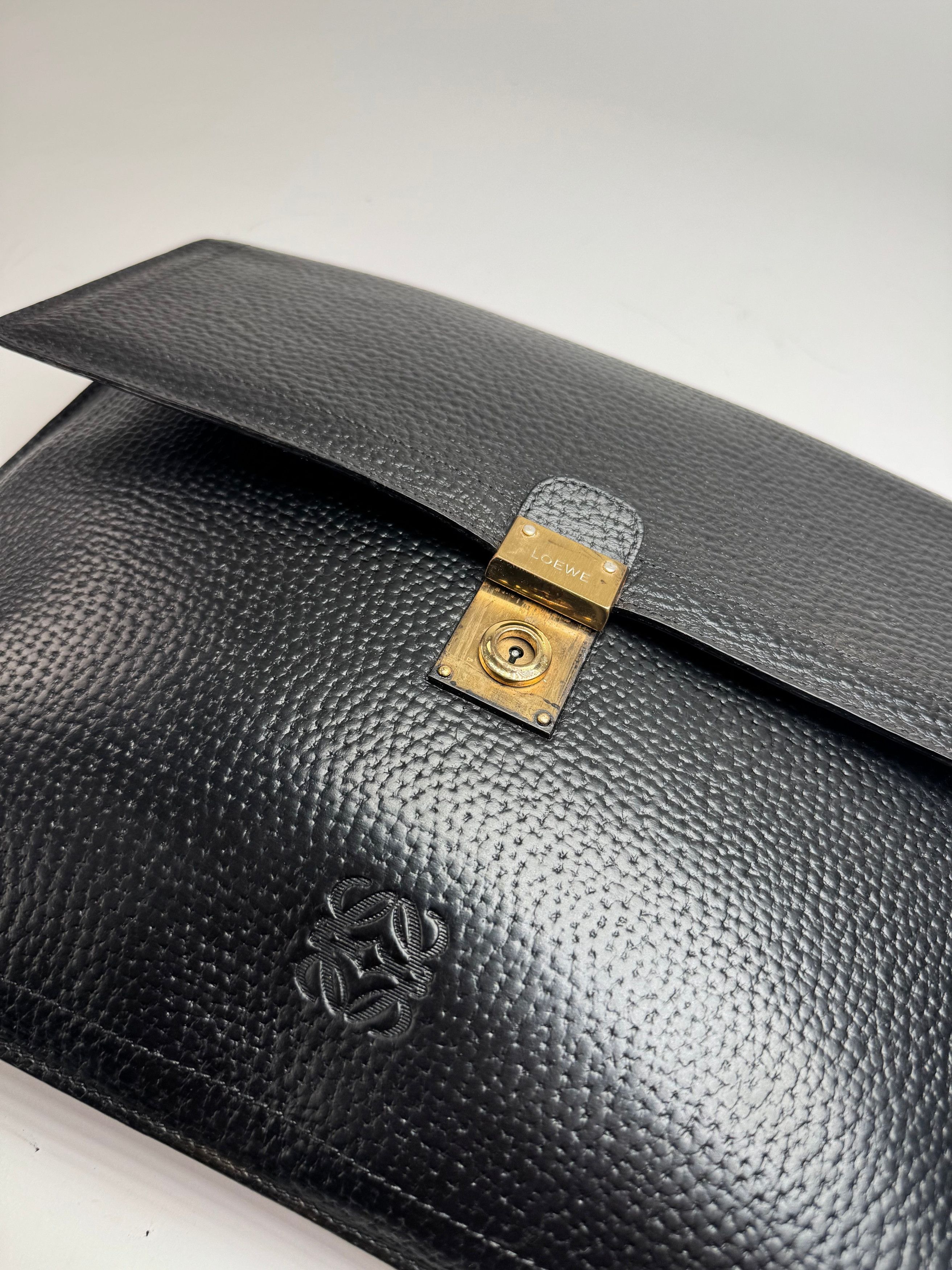 Other Vintage Loewe Madrid Anagram Leather Clutch Black Size ONE SIZE - 9 Thumbnail