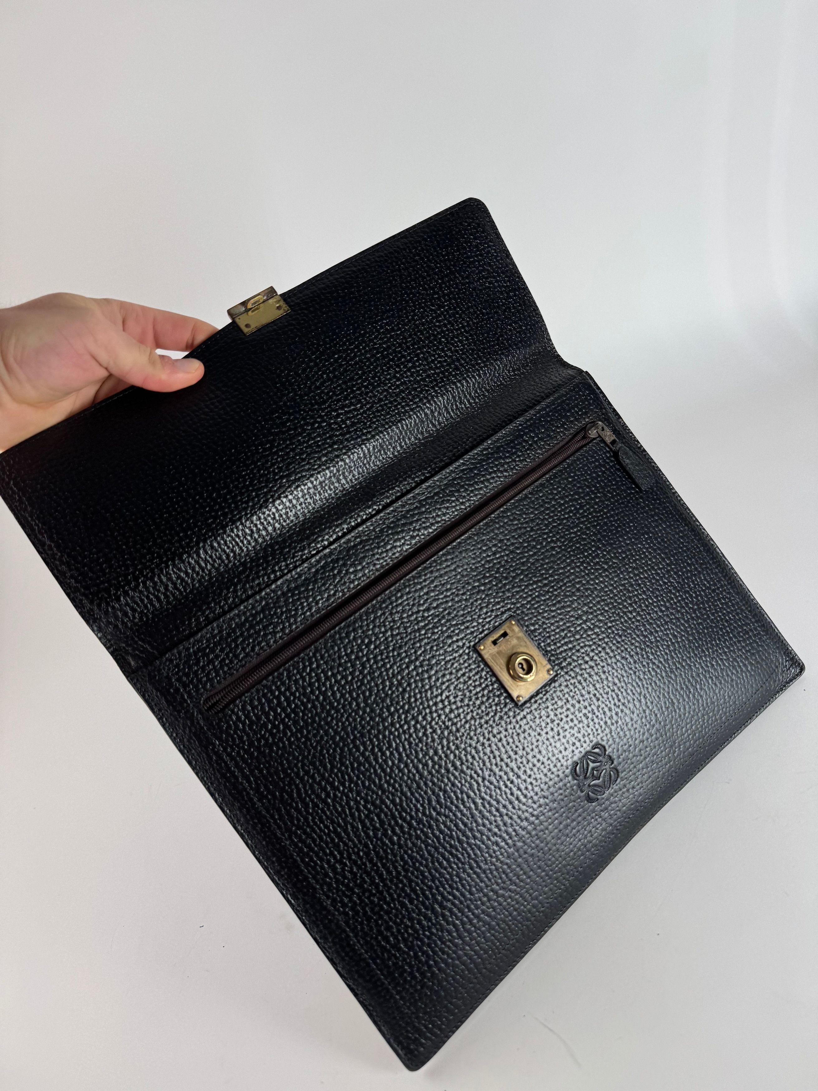 Other Vintage Loewe Madrid Anagram Leather Clutch Black Size ONE SIZE - 8 Thumbnail