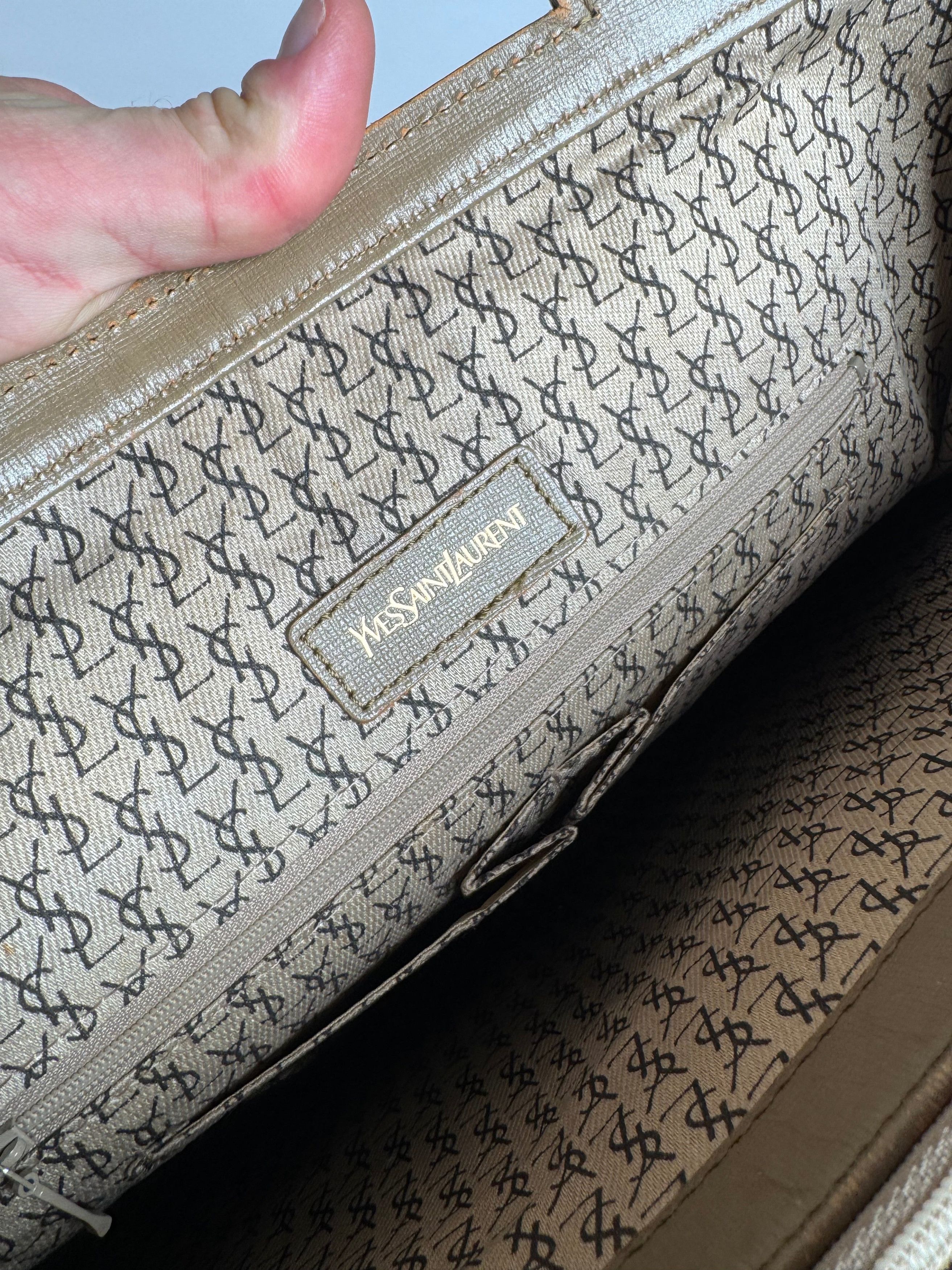 Other Vintage Yves Saint Laurent Leather Tote Bag Grey Brown Black Size ONE SIZE - 5 Thumbnail