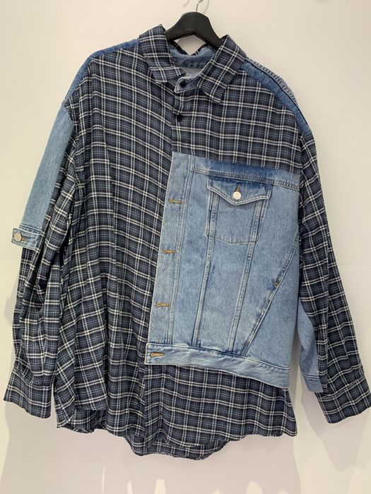 Martine rose store denim hybrid shirt