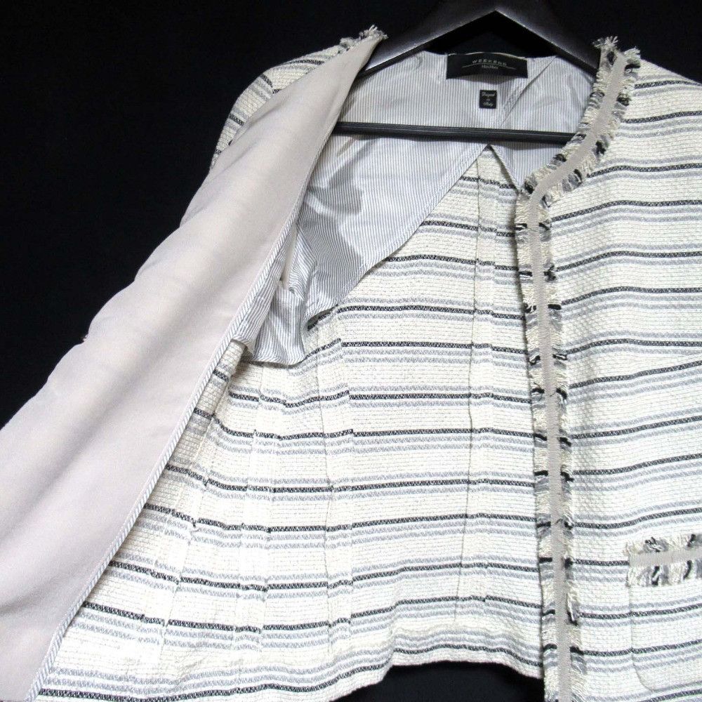 Max Mara MaxMara Max Mara Weekend Lame Tweed Collarless Jacket Textile Outerwear DUTY FREE for USA Size ONE SIZE - 4 Thumbnail